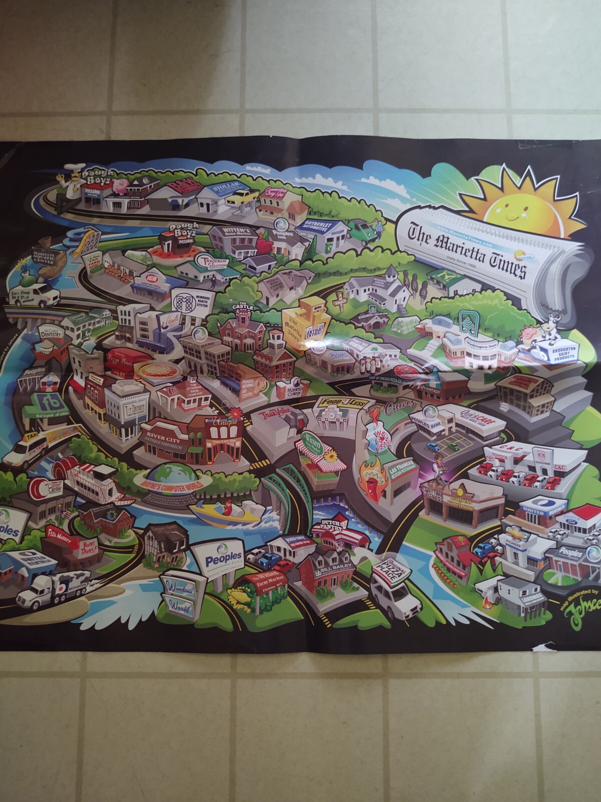 Marietta Ohio Marietta Times Color City Map Poster