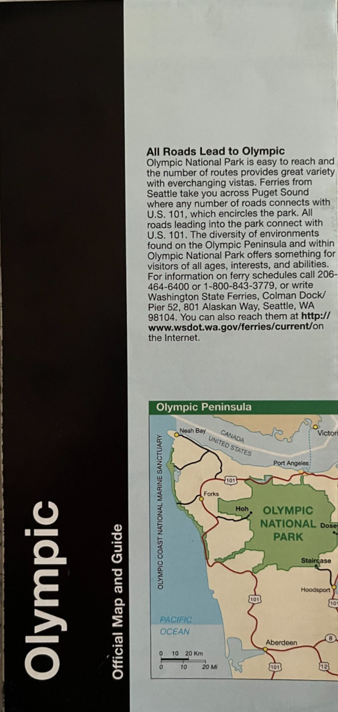 Vintage 1999 OLYMPIC NP – WA NATIONAL PARK SERVICE UNIGRID BROCHURE/MAP New