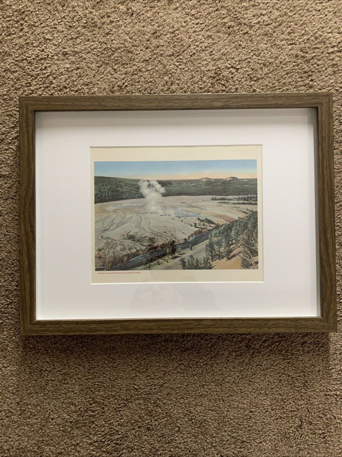Framed Vintage Yellowstone National Park Print Grand Prismatic Spring