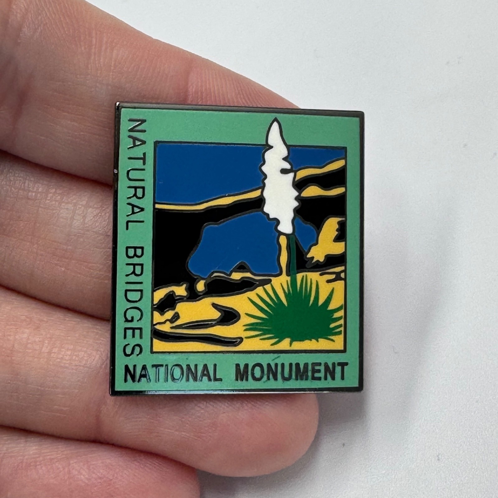 Vintage Natural Bridges National Monument Utah Square Lapel Pin Enamel