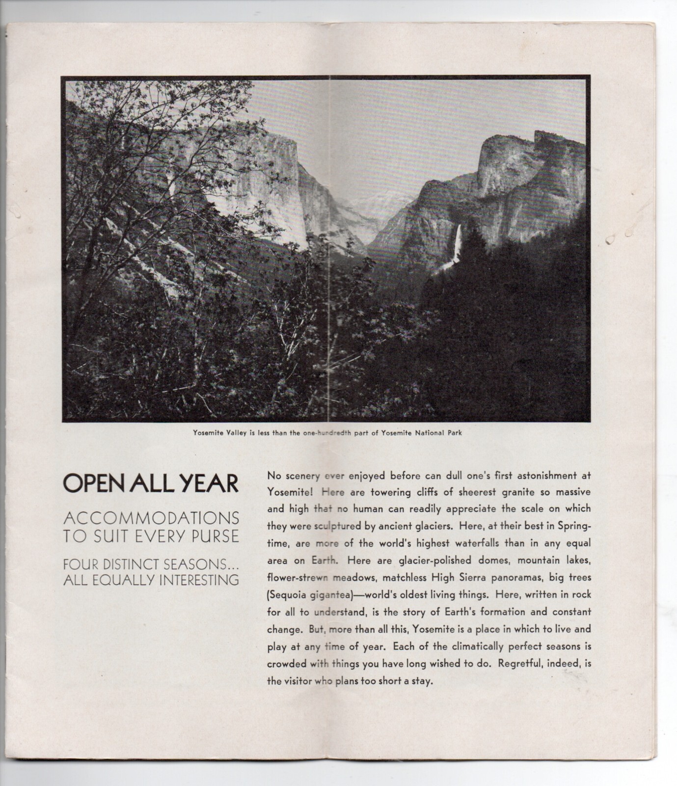 1932 Yosemite Promotional Brochure ” Yosemite and it’s Big Trees “