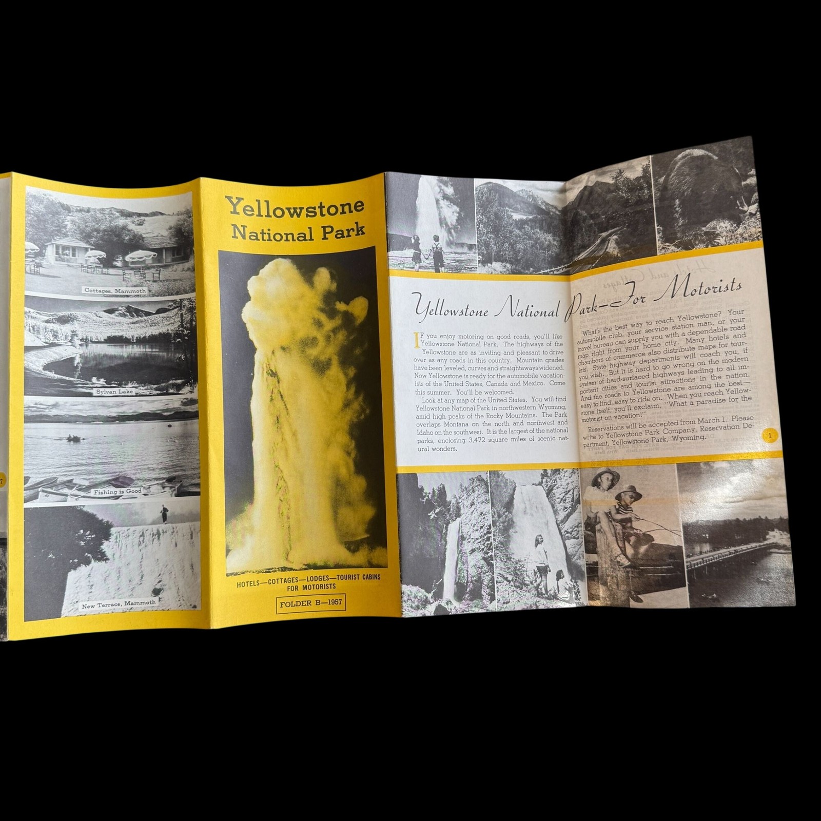Yellowstone National Park 1957 Brochure Map Hotels Cottages Lodges Cabins Info