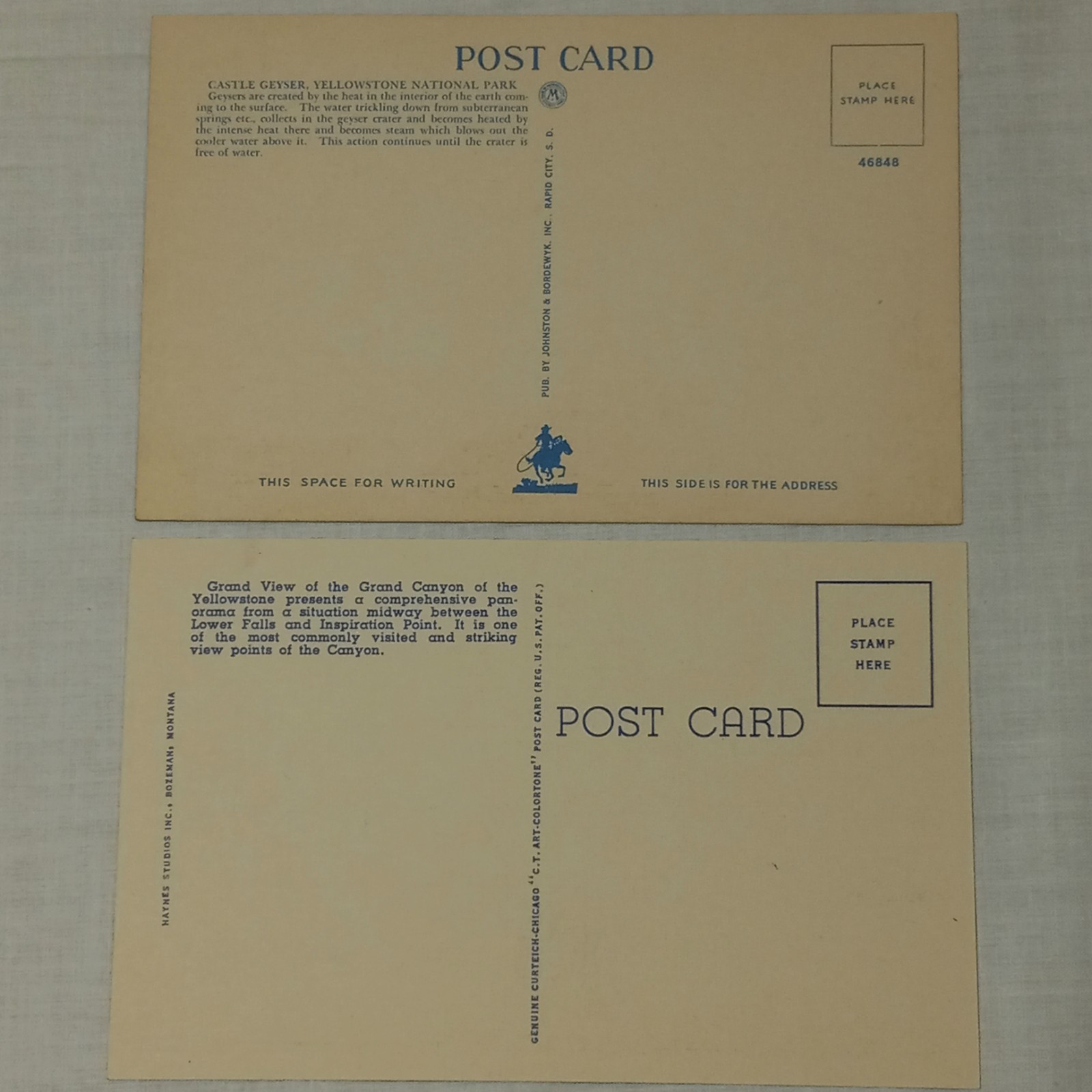 1950 Yellowstone National Park Ticket Permit + 9 Unposted Linen Postcards