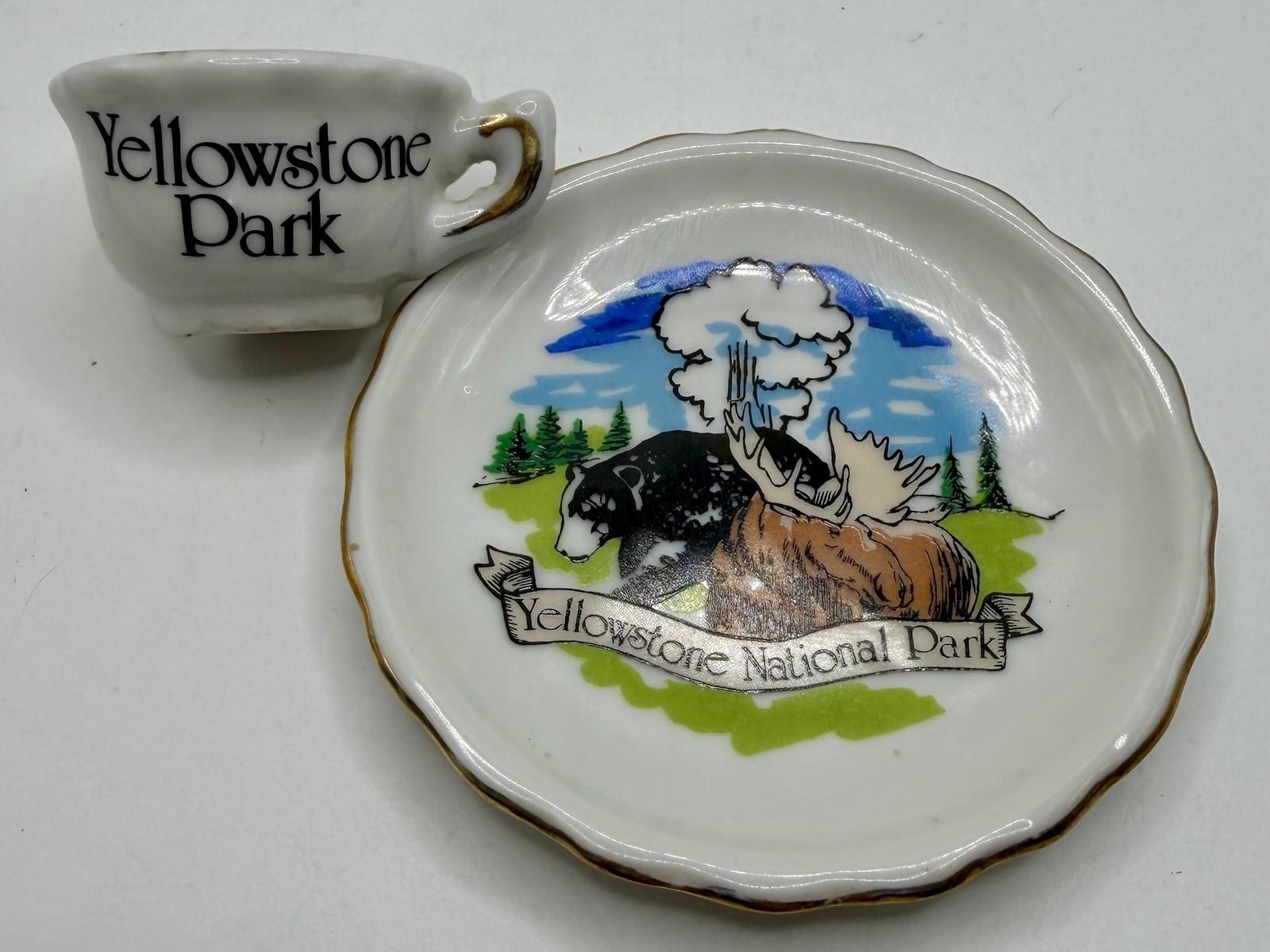 Vintage Yellowstone Mini Cup and Saucer Souvenir National Park