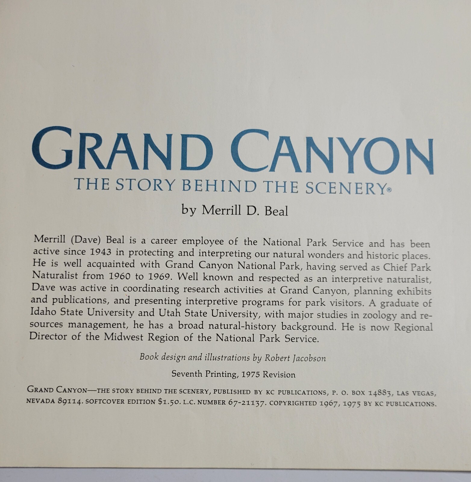 1975 Grand Canyon The Story Behind The Scenery Merrill Beal Photos Map Paperback