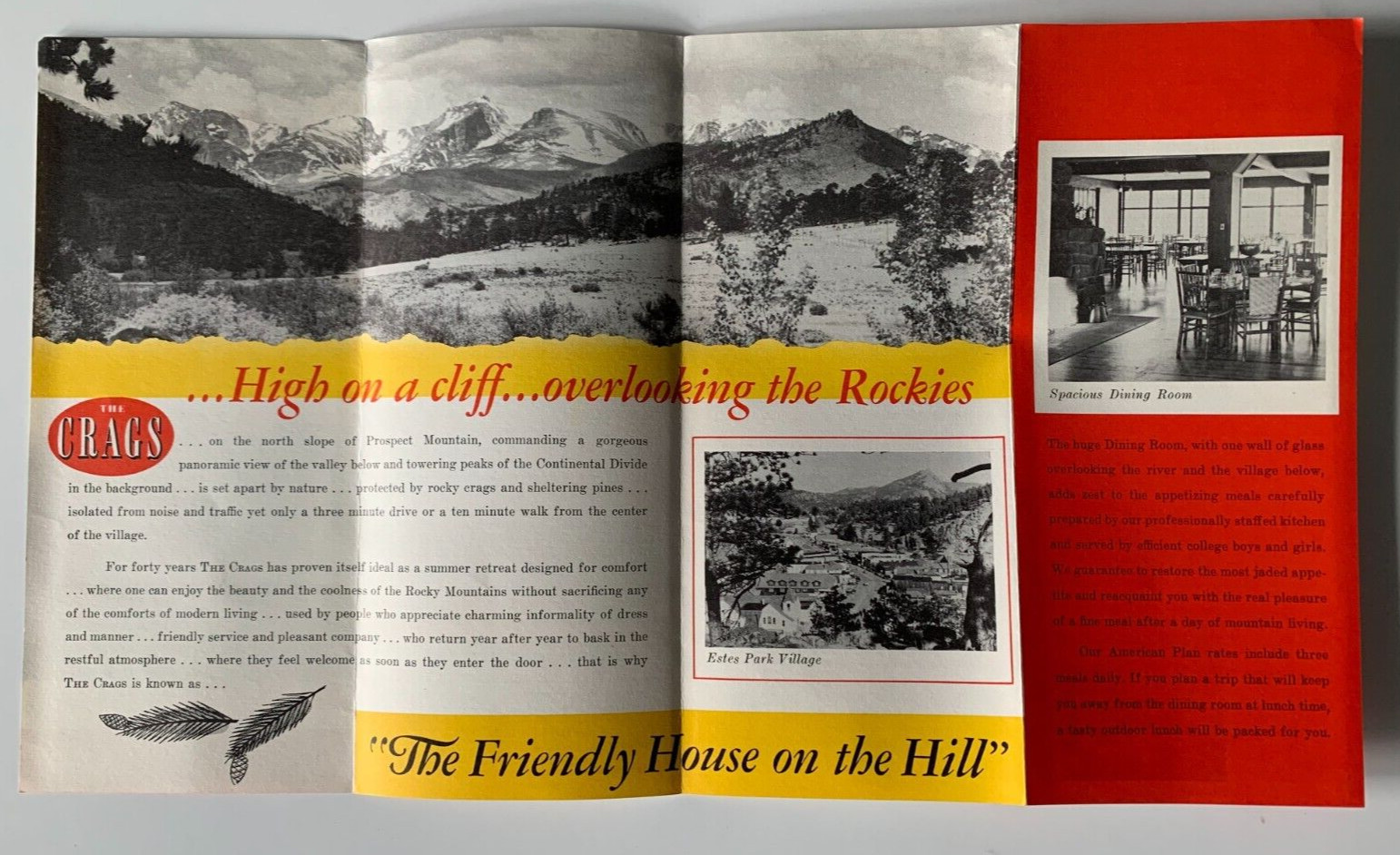 Vintage 1953 Estes Park Colorado Crags Hotel Brochure Letterhead & Rate Card