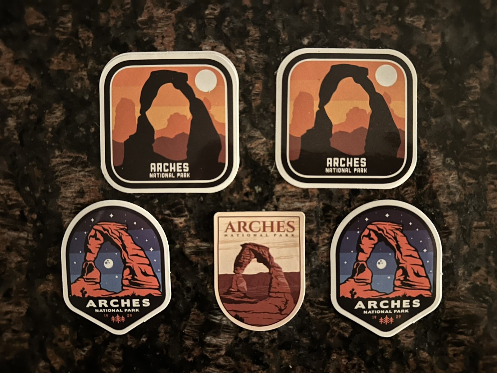 A Set of Five Arches National Park Sticker Decal/Outdoor Inspired Stickers