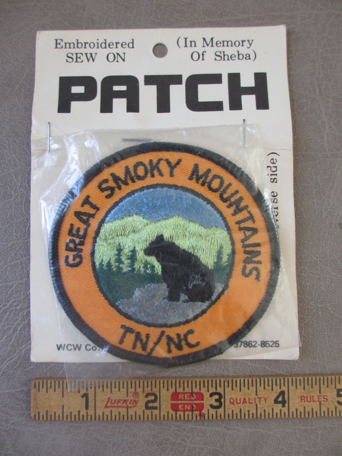 Rare Great Smoky Mountains Sheba The Bear Memorial Patch 3-3/4″ Vintage 1980’s