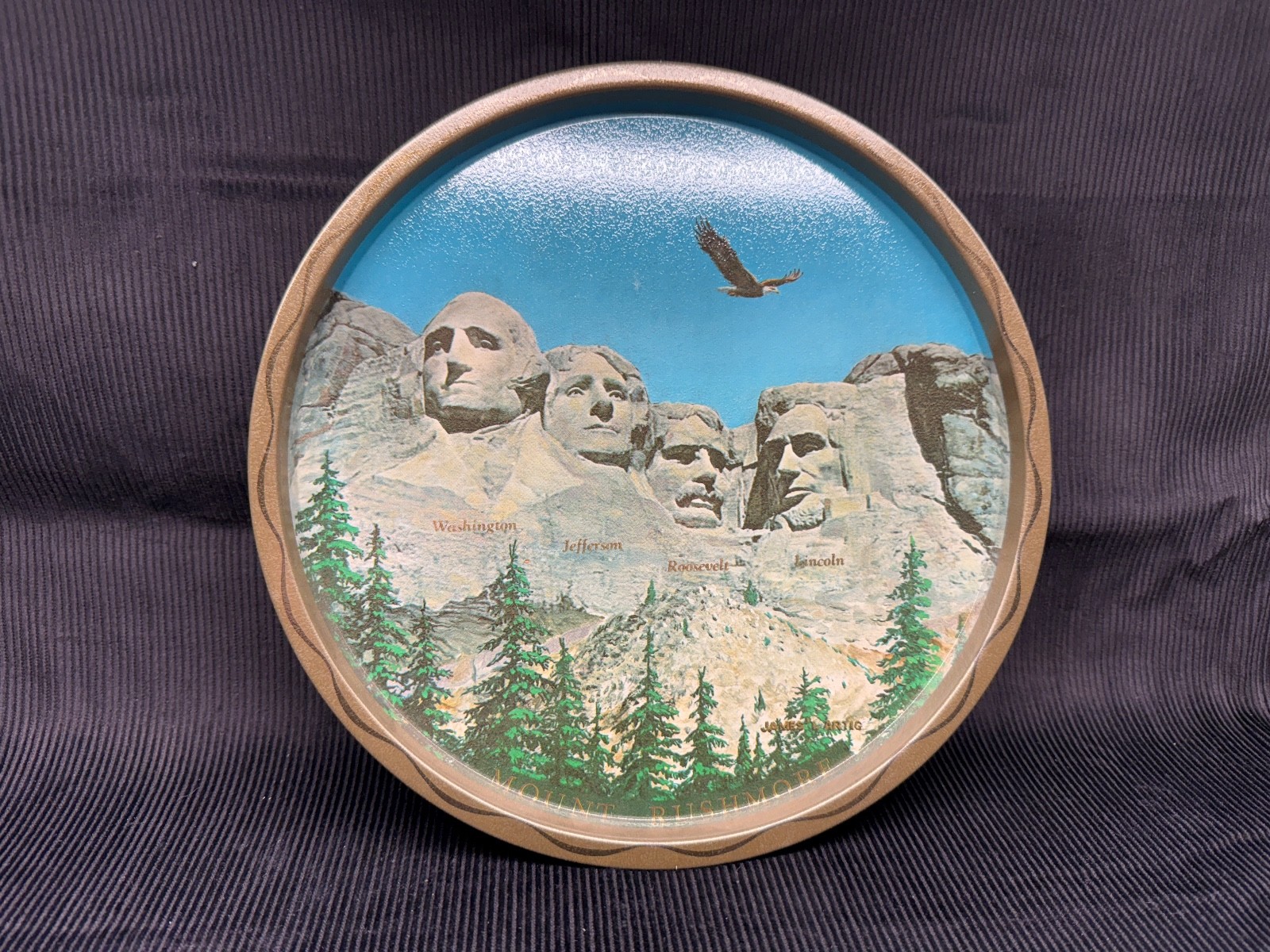 Vintage, Mount Rushmore, James L. Artig, Collector/Souvenir Metal Serving Tray