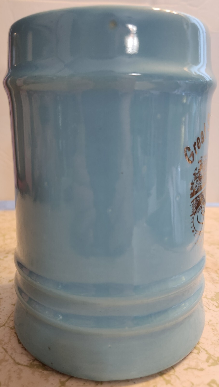 VTG Large Ceramic Powder Blue Mug Great Smoky Mountains National Park 20 Oz.