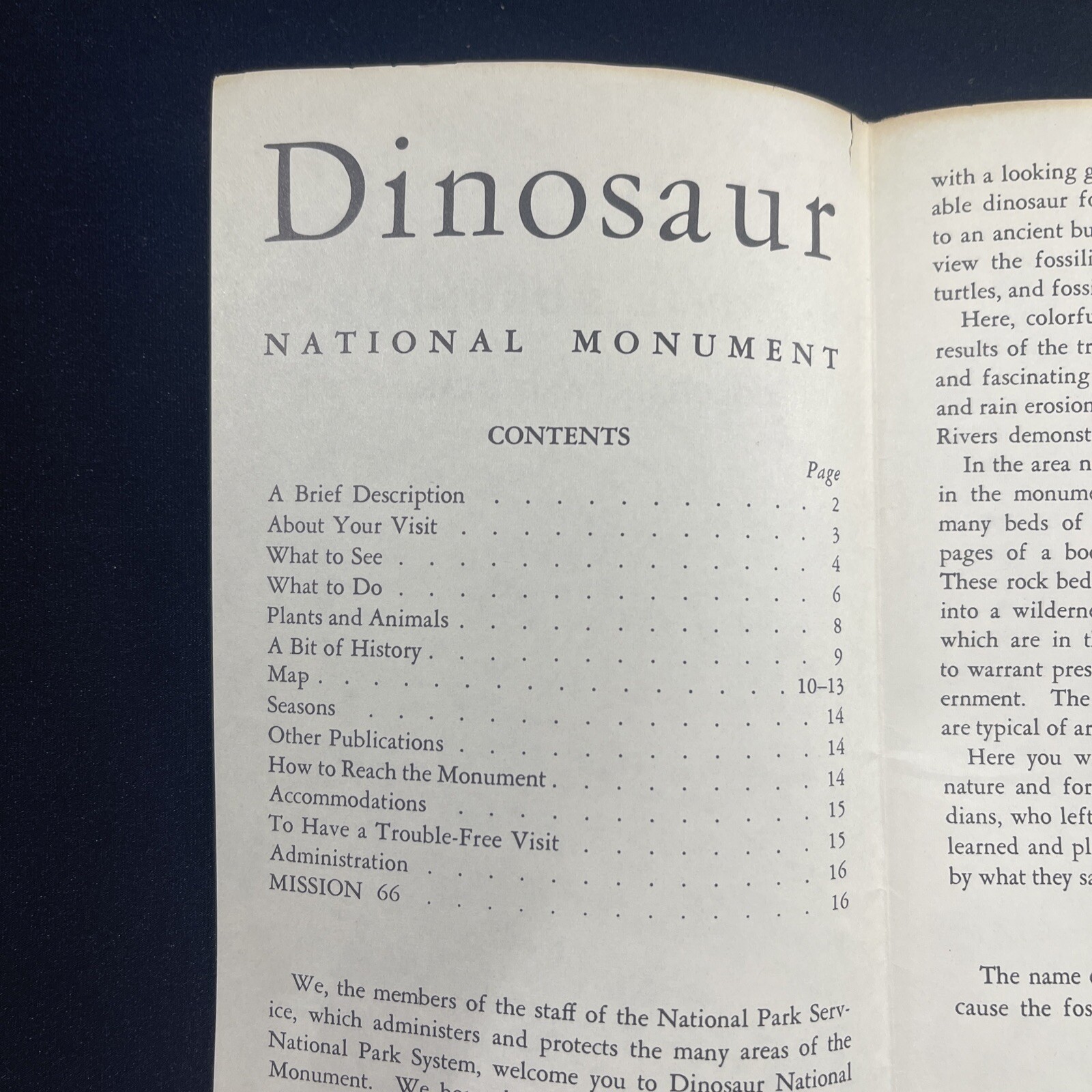Vintage 1962 Dinosaur National Monument Brochure Pamphlet Map Guide Info CO UT