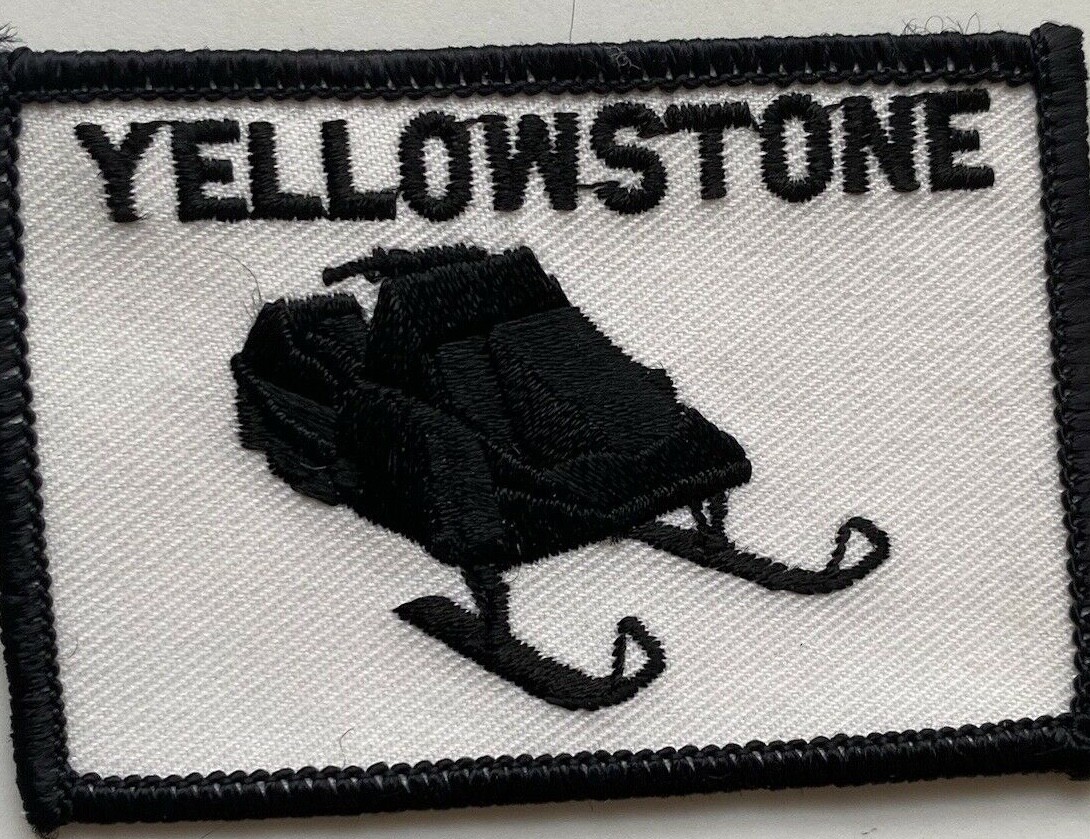 Yellowstone Snowmobiling Snowmobile Winter Sporting Black White Patch Badge
