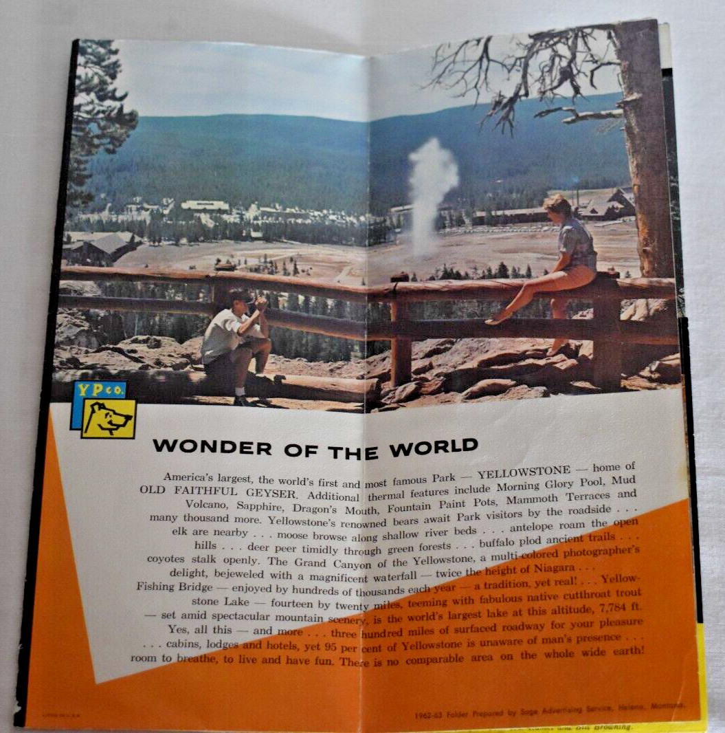 Lot of 2 YELLOWSTONE NATIONAL PARK REGION SOUVENIR MAP & GUIDE 1958 & 1962/63