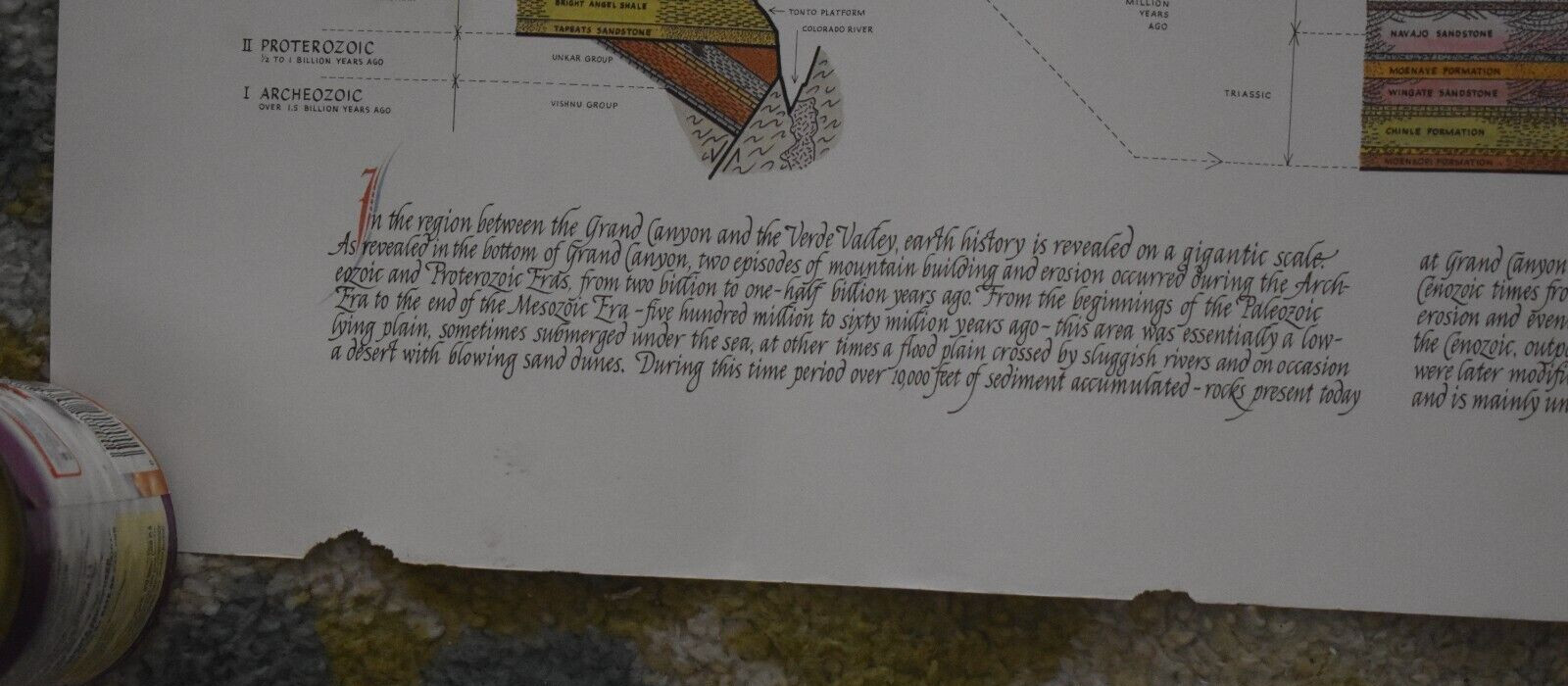 24.5″ X 16″ 1971 Geologic Cross Section Grand Canyon Dual Side Zion SF Poster
