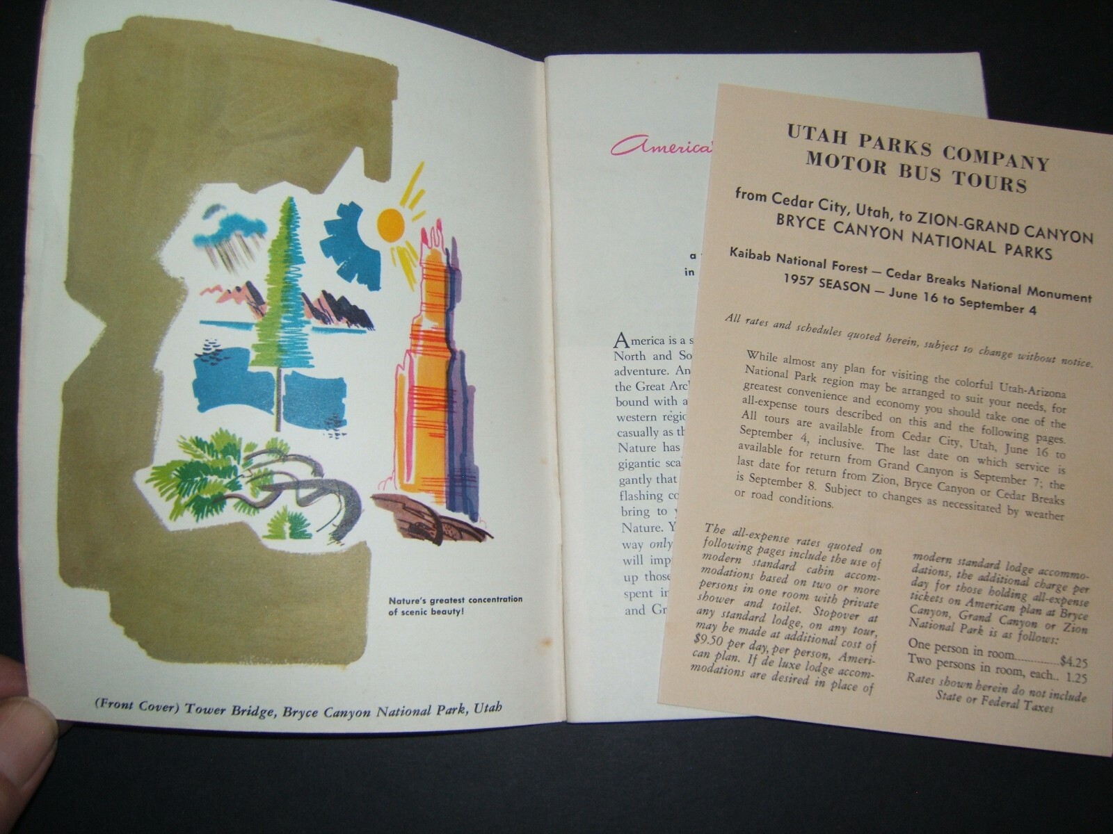 1957 UNION PACIFIC RAILROAD – ZION – BRYCE CANYON – GRAND CANYON NATIONAL PARKS