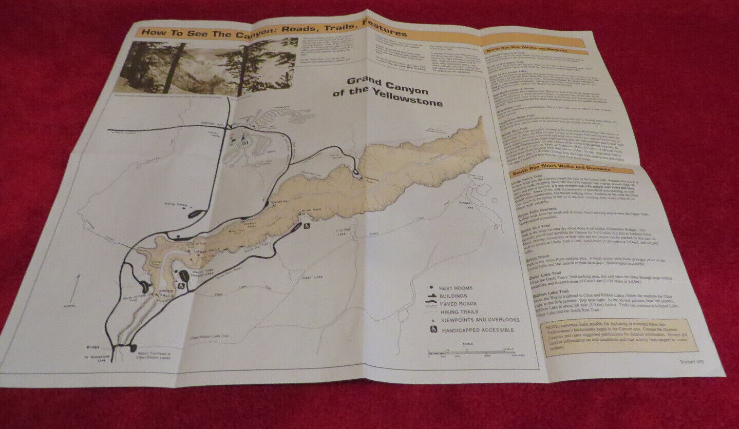 YELLOWSTONE NATIONAL PARK Maps 1992-1993 Lot of 2 – Official Guide & Canyon Map