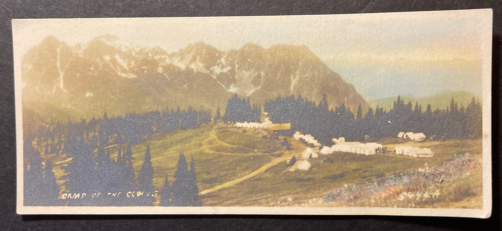 Camp of the Clouds Rainier National Park Washington 2.5×6 photo hand colored