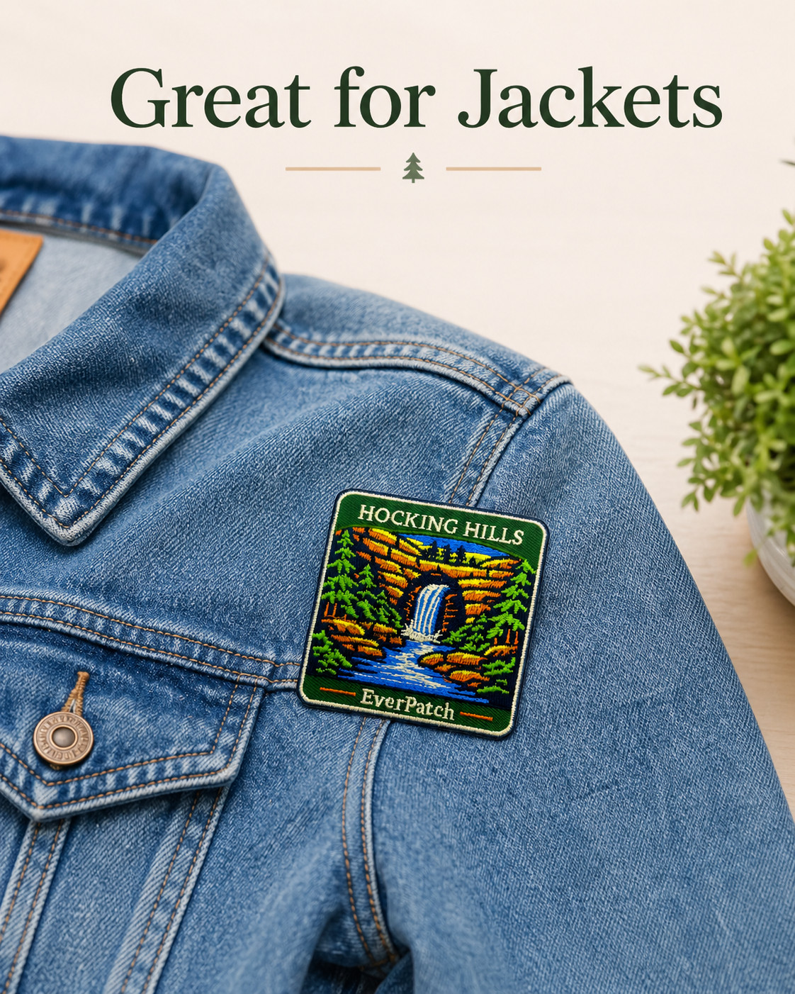 Hocking Hills Patch Ohio Iron On Embroidered Hiking Souvenir Backpack Badge 3″