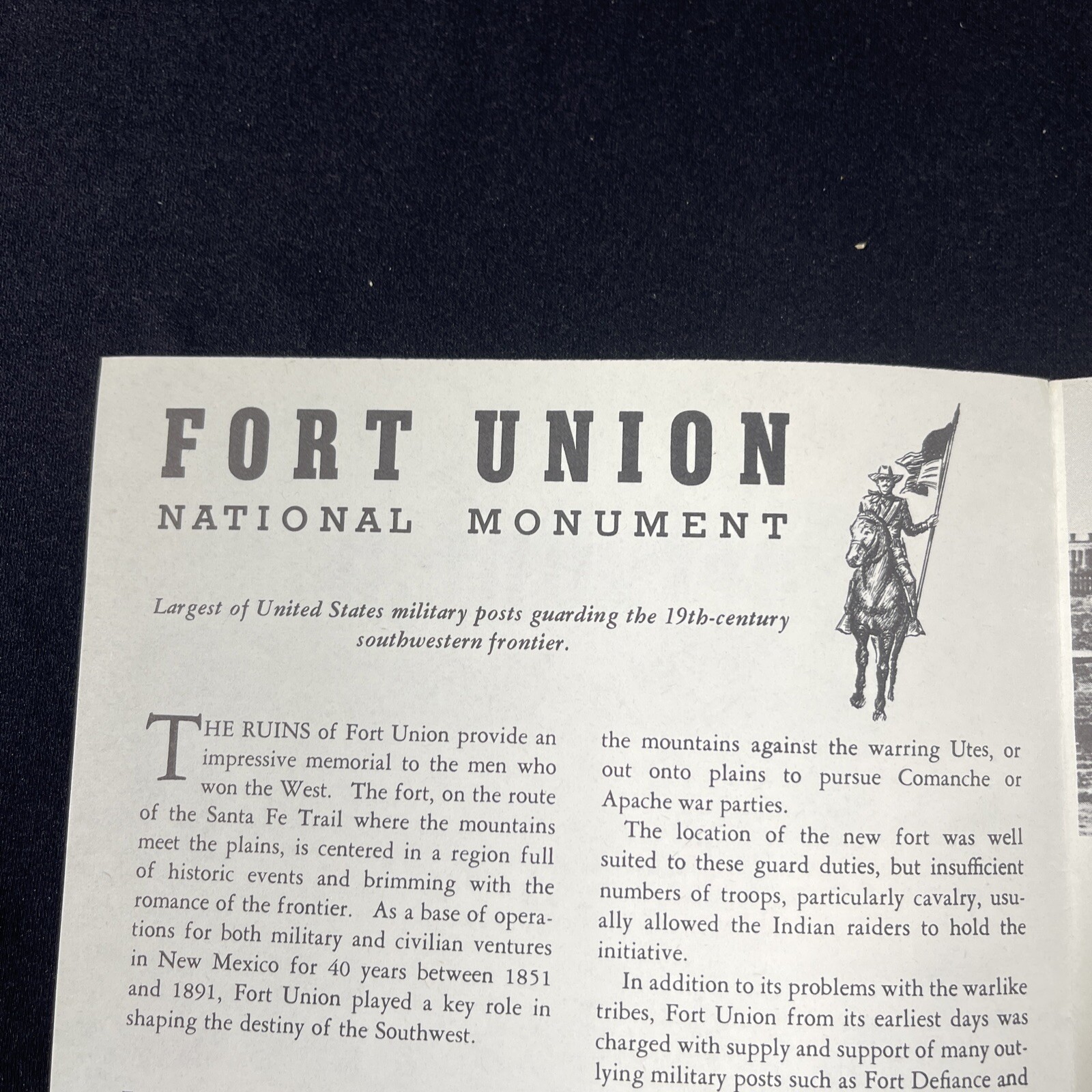 Vintage 1956 Fort Union National Monument Brochure Pamphlet Info booklet NM