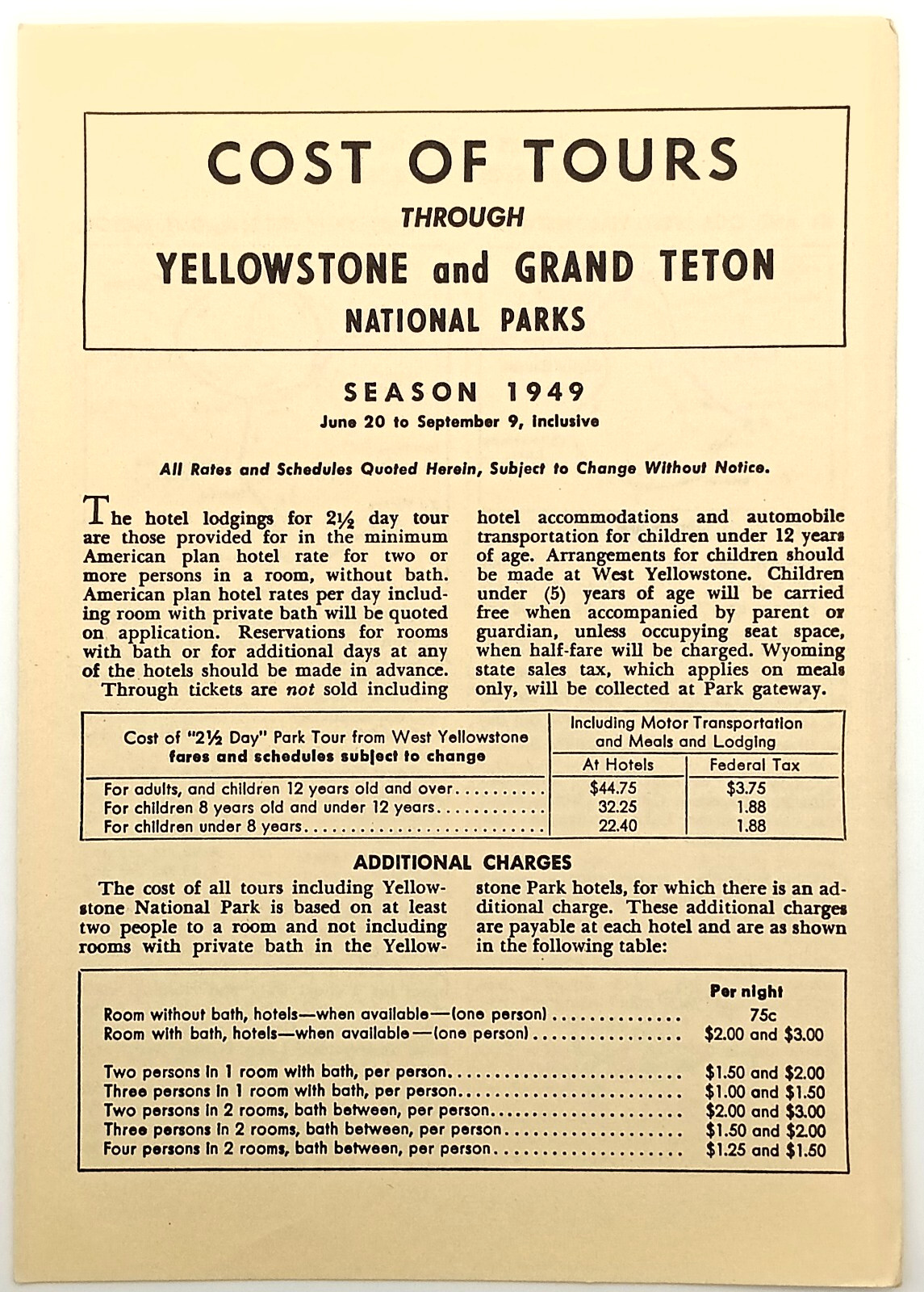 Yellowstone National Park orig 1949 Union Pacific Railroad Tourist Book