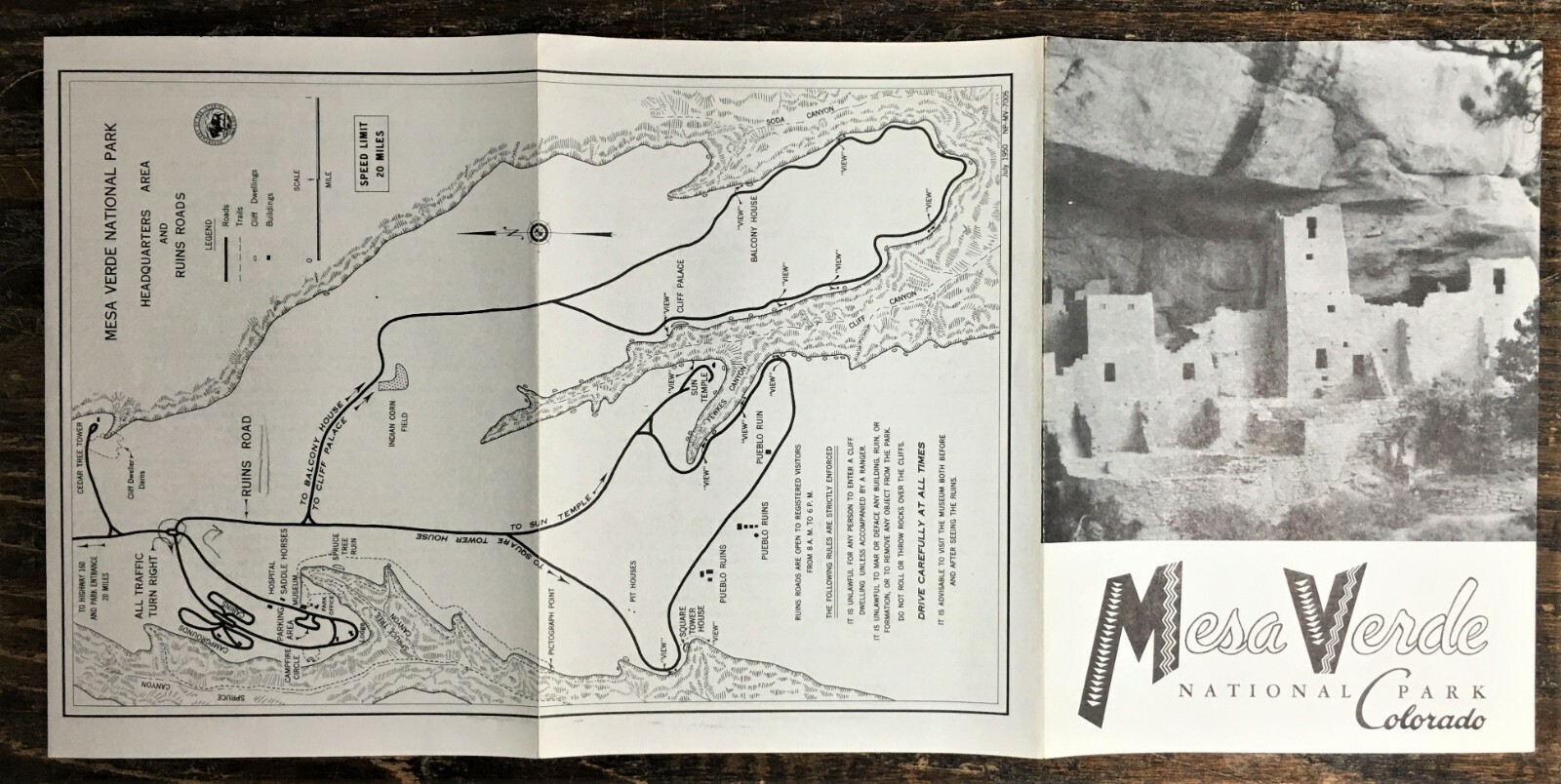 1952 Mesa Verde National Park Vistors Brochure Guide with Map