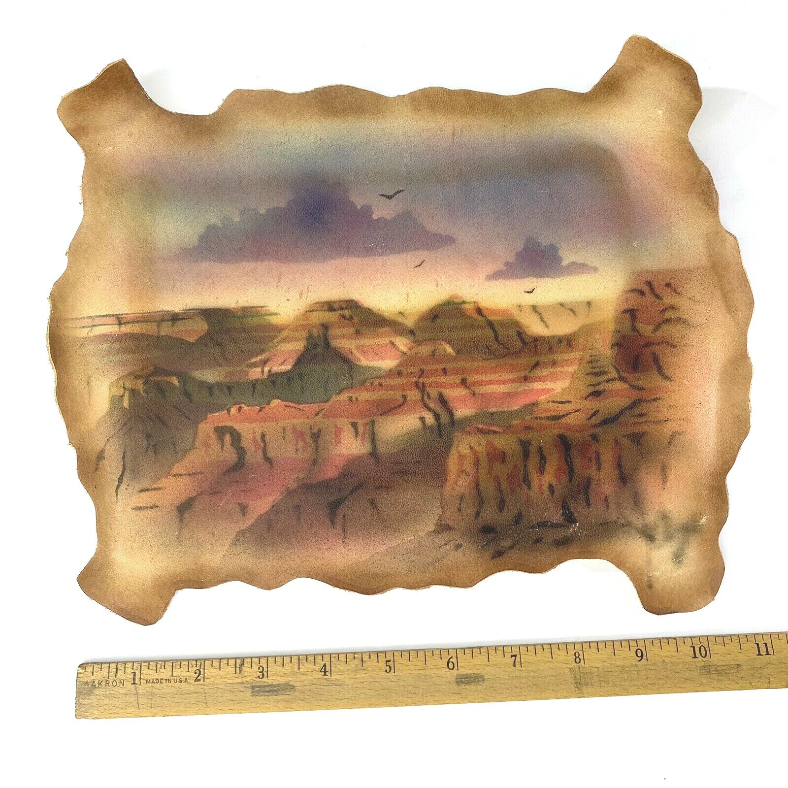 Vintage Grand Canyon Afternoon Southwestern Airbrushed 1990 Sheepskin Wall Decor