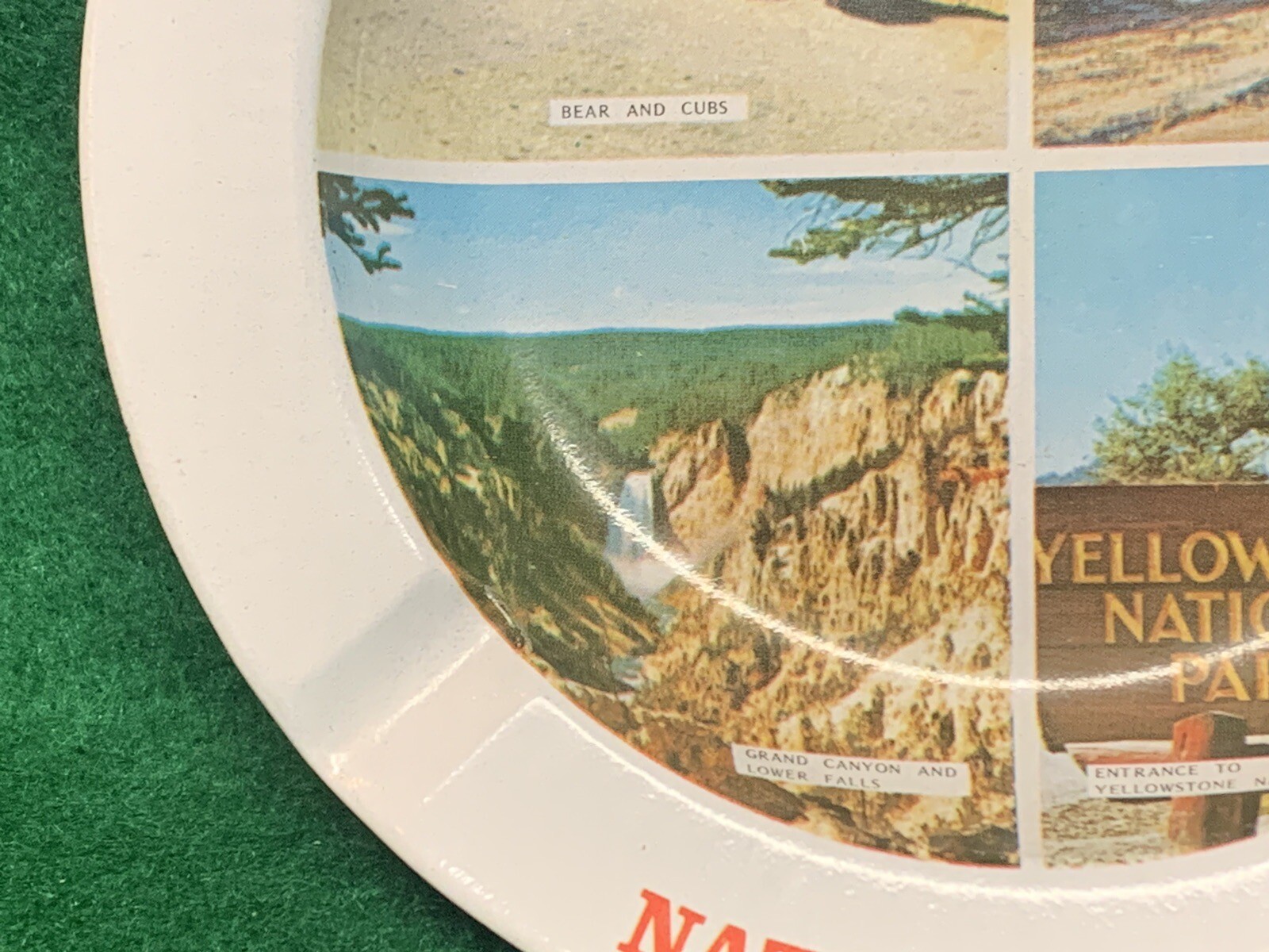 Vintage 5 1/2” Metal Tin Yellowstone National Park Souvenir Ashtray Hong Kong
