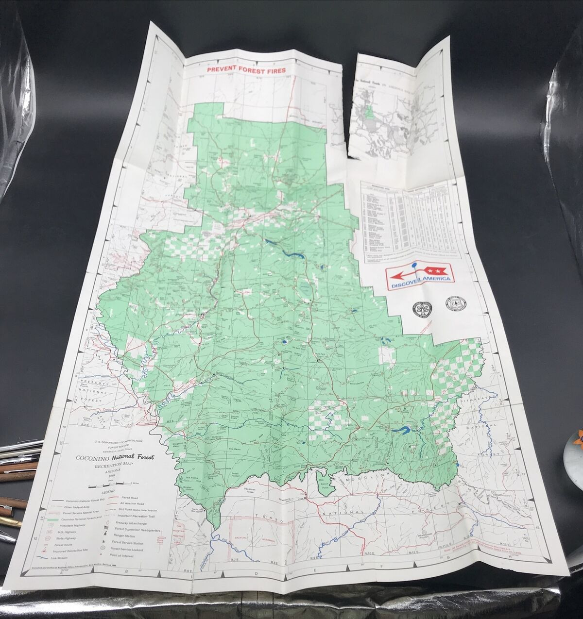VTG 1968 Coconino National Forest Arizona Map US Dept of Agriculture