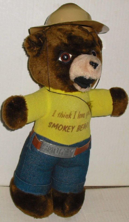 Vintage Plush SMOKEY THE BEAR stuffed doll w/hat 15″, 1977 DAKIN