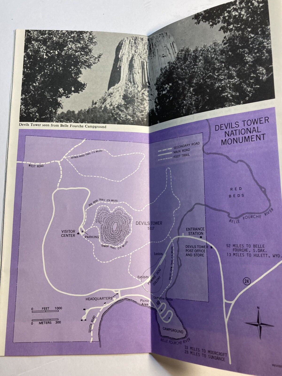 Devils Tower National Monument Map 1975 Folding Brochure Wyoming WY