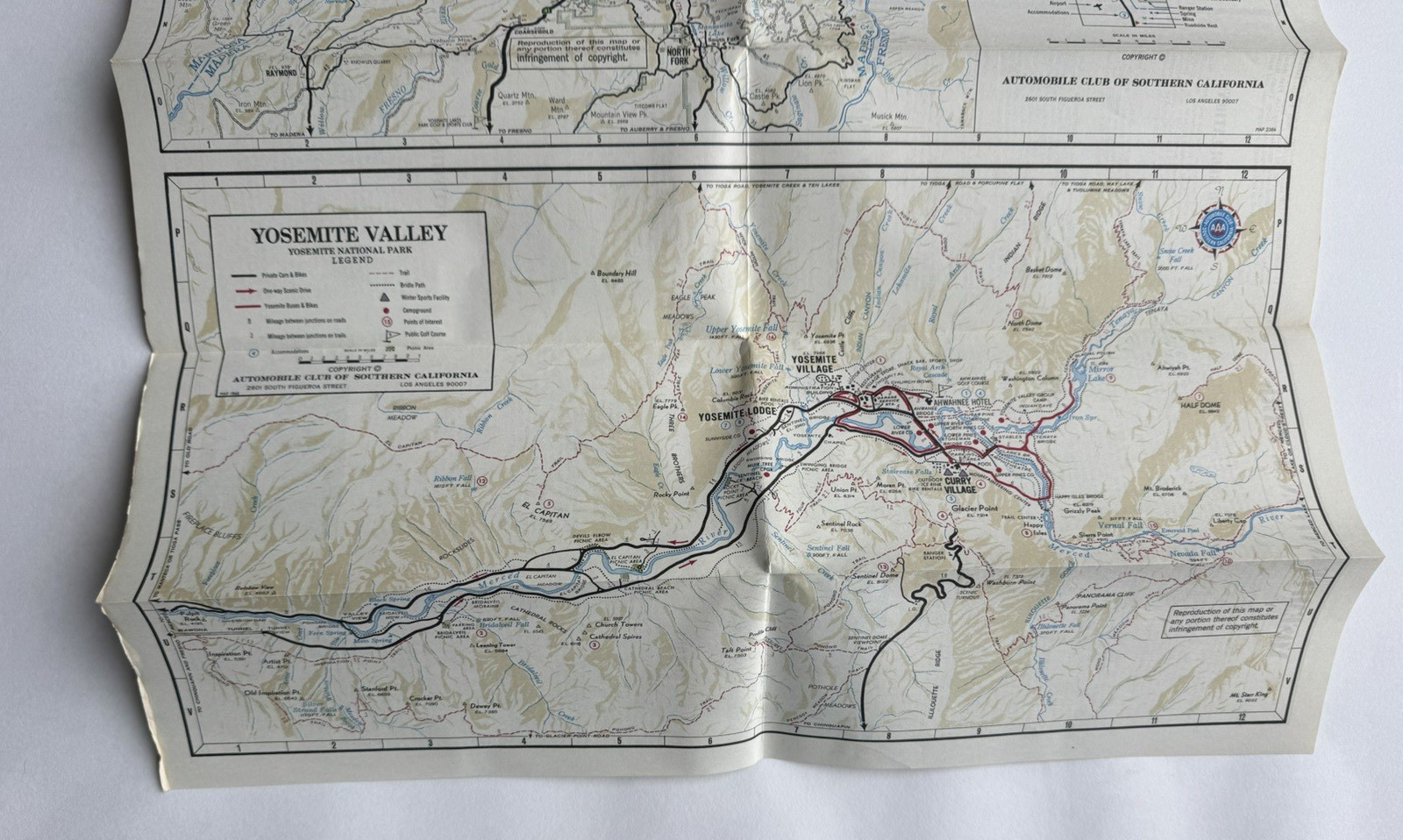 1977 Guide to Yosemite National Park Fold Out Map AAA