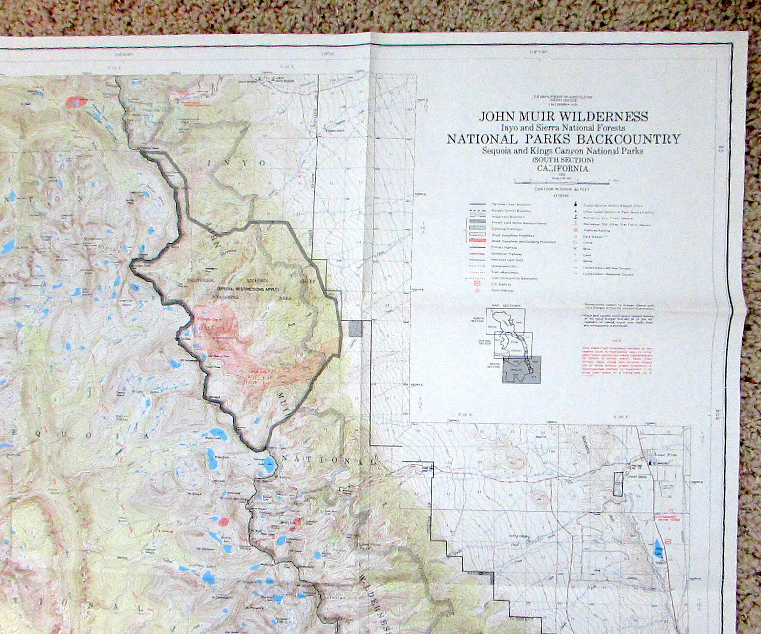 Vintage 1983 Topo JOHN MUIR WILDERNESS North – Central/South Sections FREE SHIP