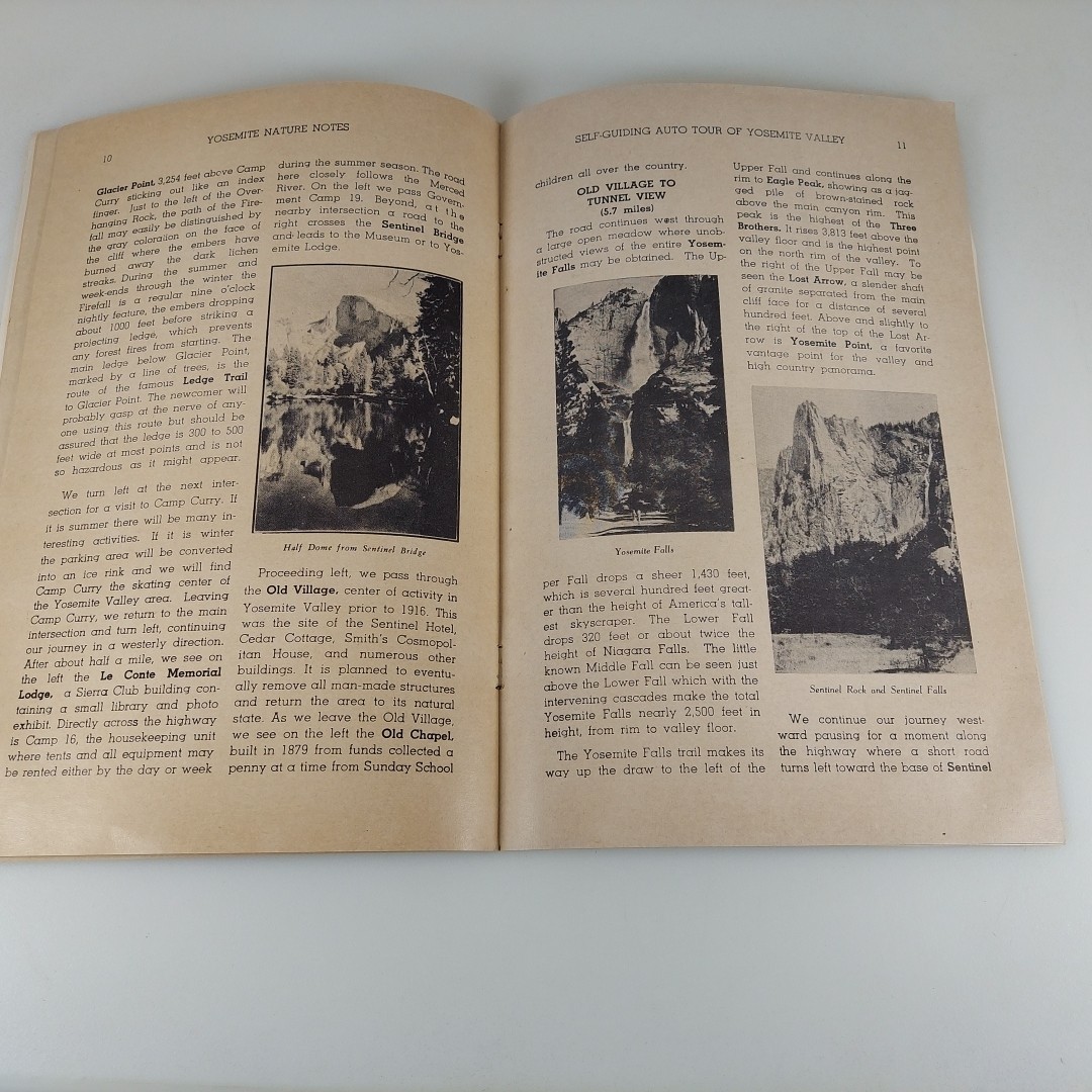 Self-Guiding Auto Tour of Yosemite Valley 1942 Yosemite Nature Notes Illustrated