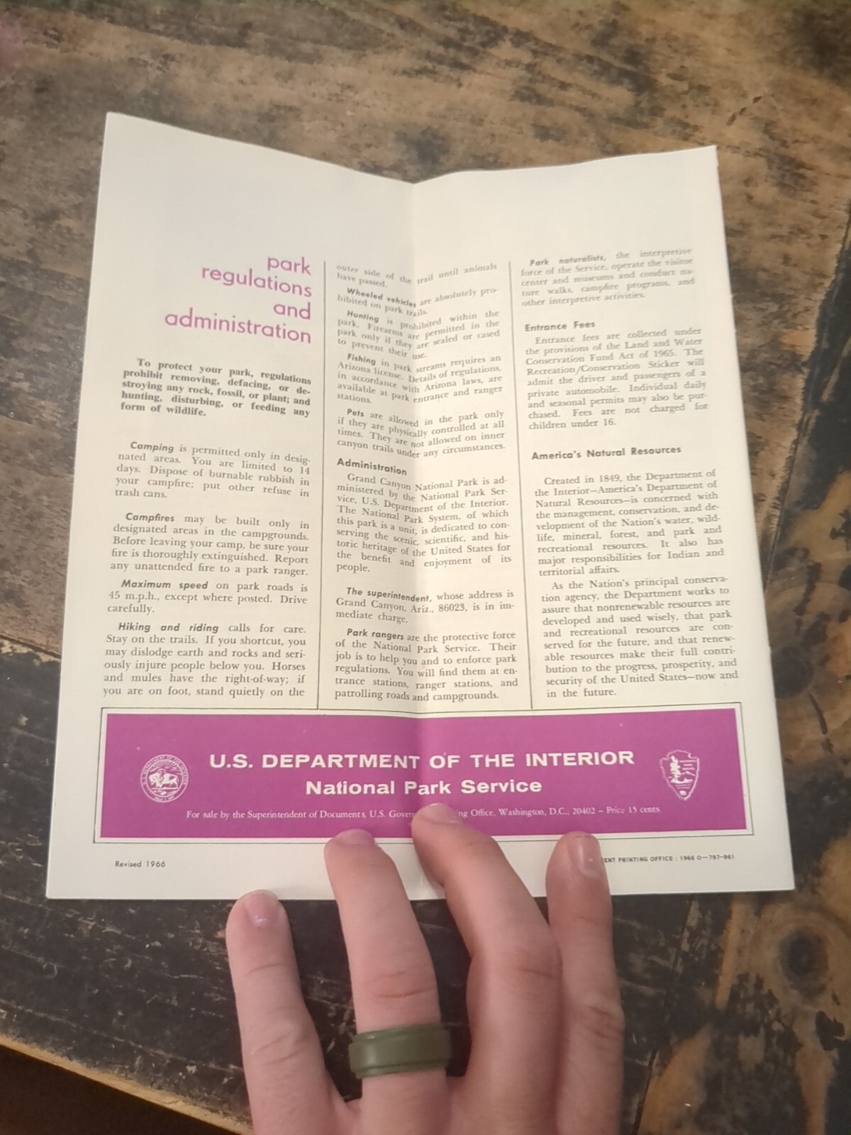 Grand Canyon National Park Arizona 1967 US Government Pamphlet