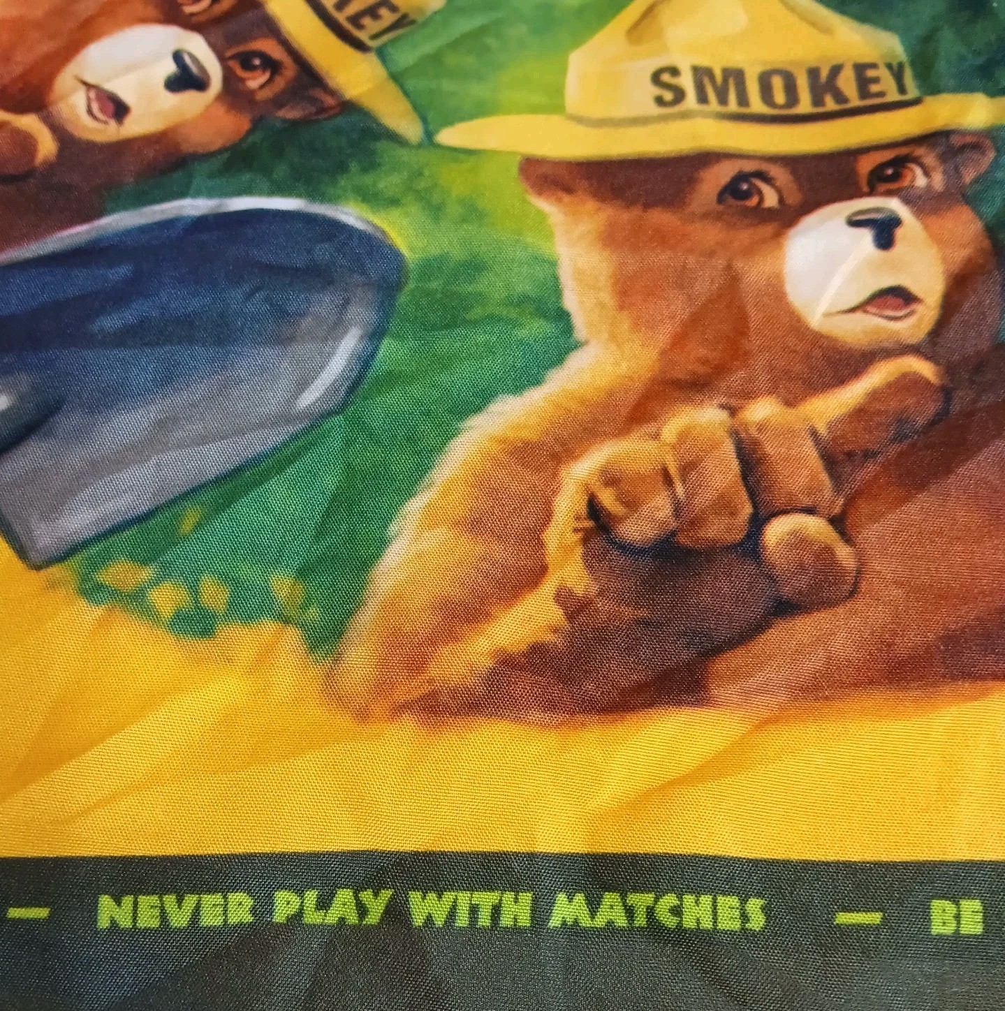 Vintage Smokey The Bear Hankerchief Scarf 20″ Only You Can Prevent Forest Fires