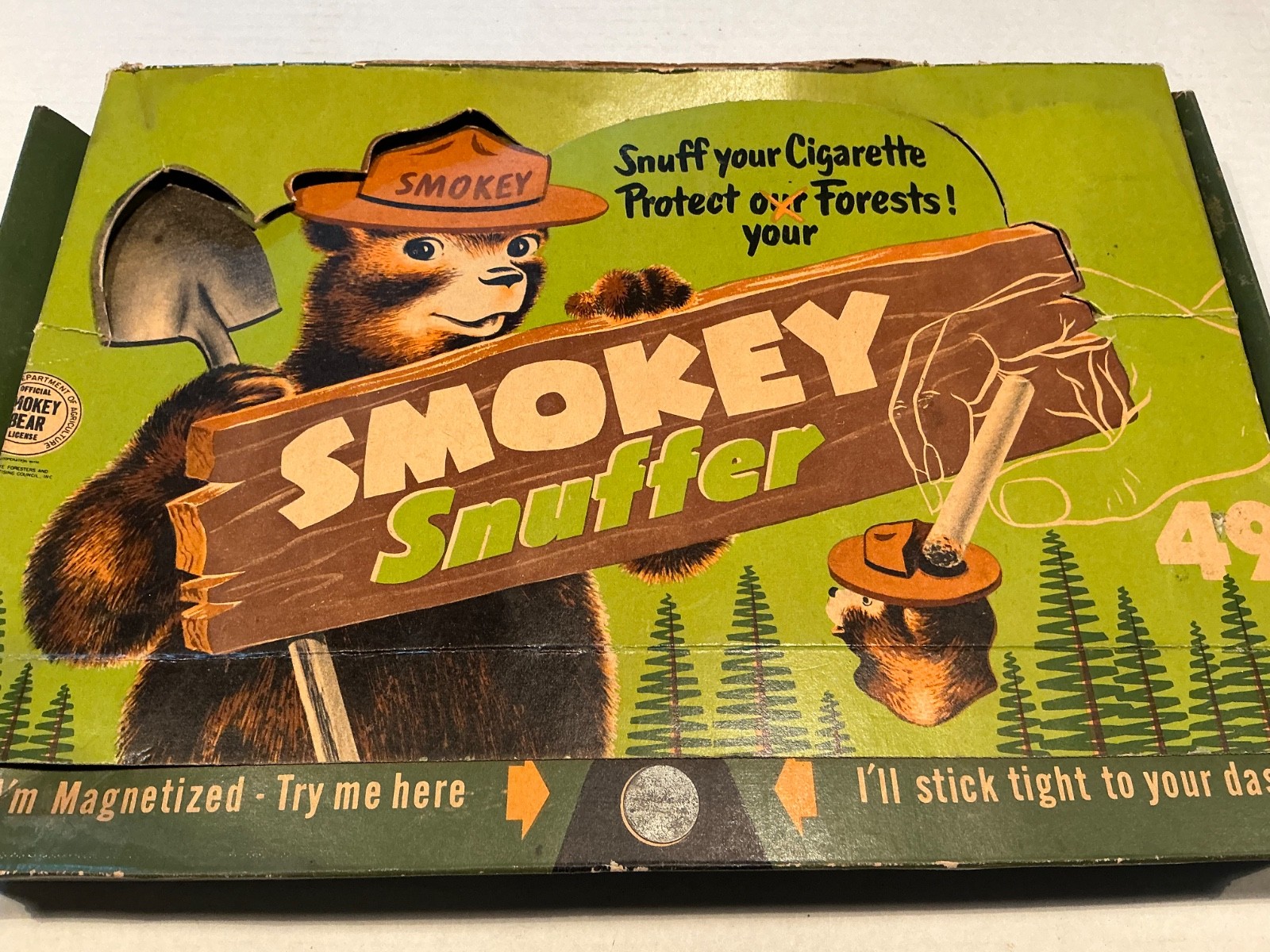 Vintage Smokey The Bear Snuffer Counter Display Box/14 Mint Snuffers/Rare 1950’s