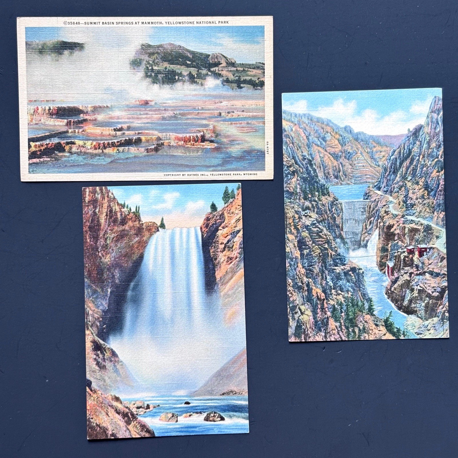 Vintage Yellowstone National Park Lot Of 3 Souvenir Linen Postcard