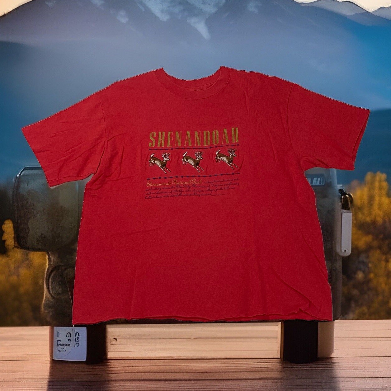 Vintage 90s T Shirt Shenandoah National Park Embroidered Deer Cut Off Grunge