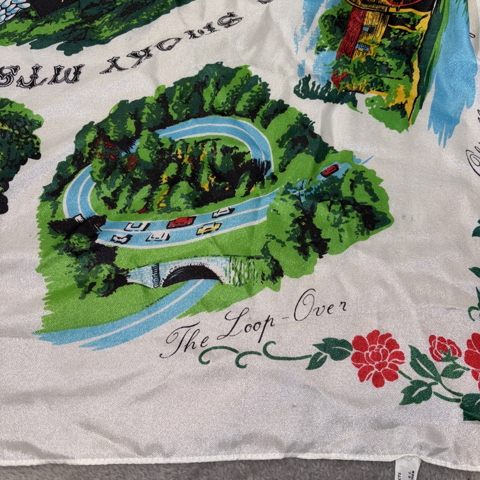 Vintage Great Smokie Mountains Scarf Clingman’s Dome The Loop Bear ++ Free Ship