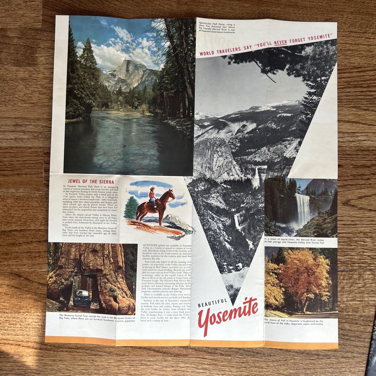 3 Vintage 1952 – Yosemite National Park California – Souvenir Brochures