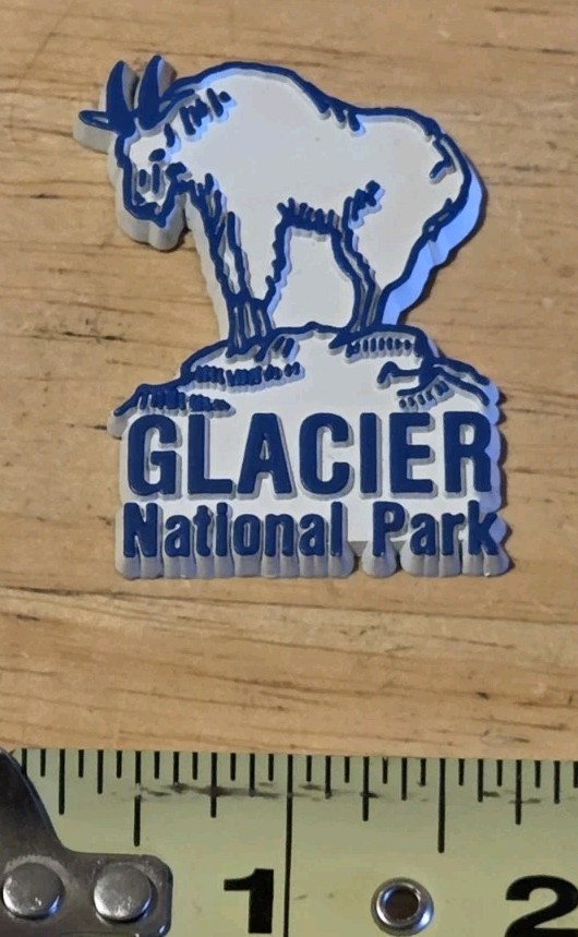 Vtg GLACIER NATIONAL PARK Rubber Travel Souvenir REFRIGERATOR MAGNET Billy Goat