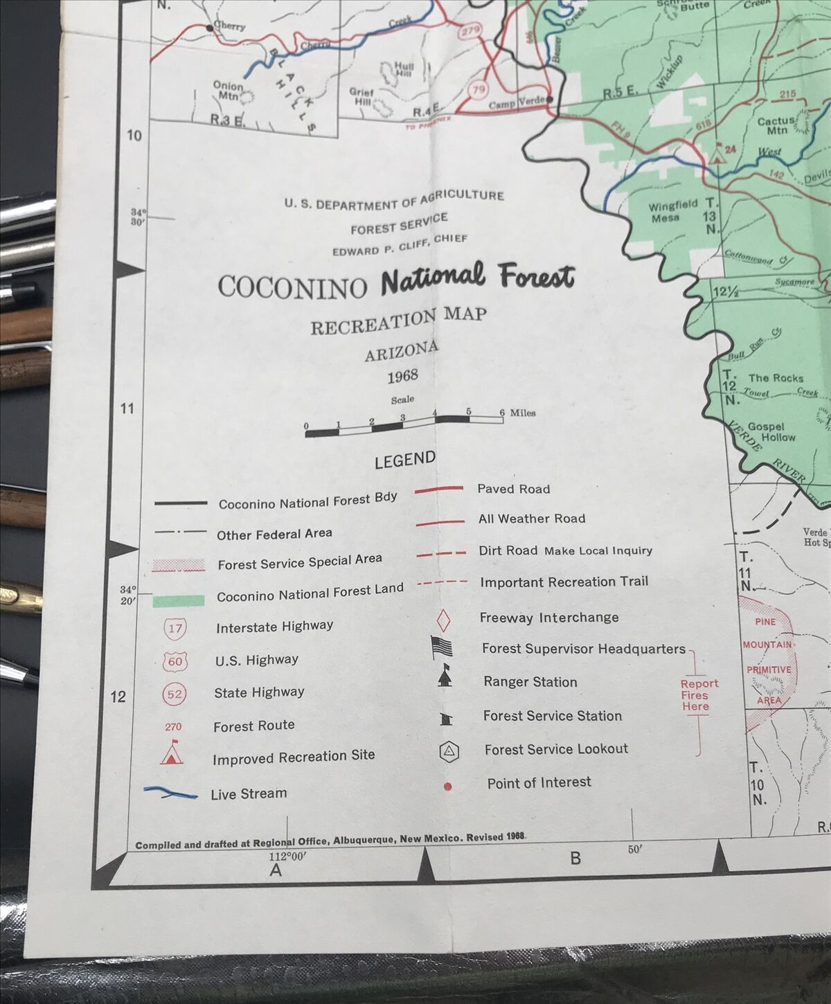 VTG 1968 Coconino National Forest Arizona Map US Dept of Agriculture