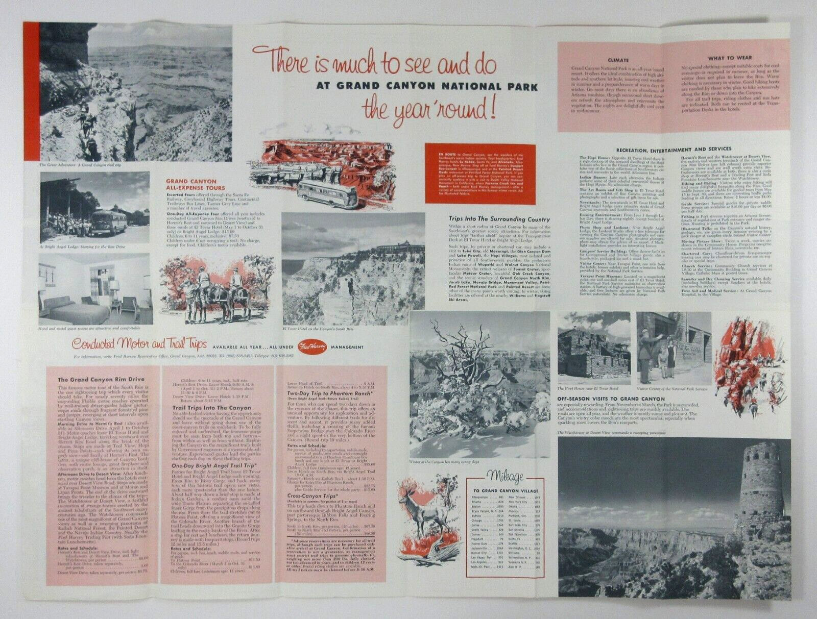 Grand Canyon Travel Brochure 50th Anniversary Fred Harvey Lodge Cabins Map 1966