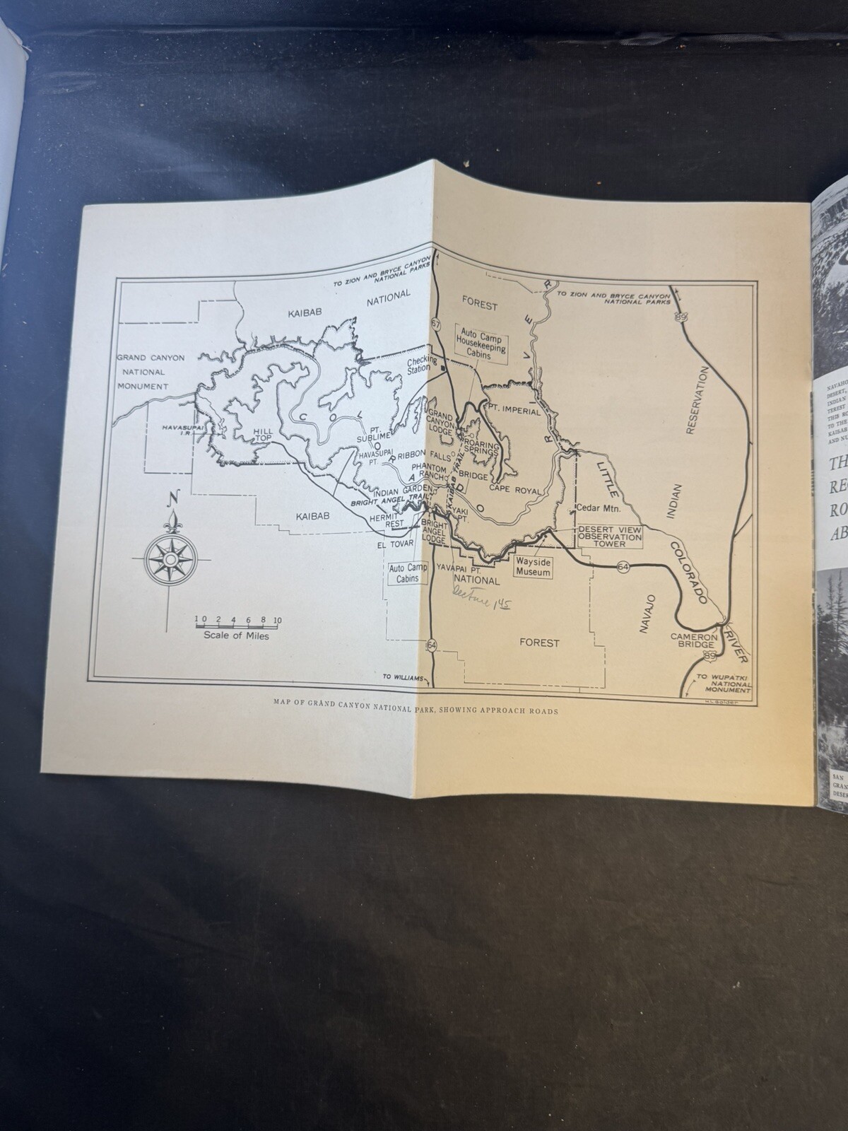 Vintage 1940’s Grand Canyon Arizona National Park Brochure Pamphlet Map Guide