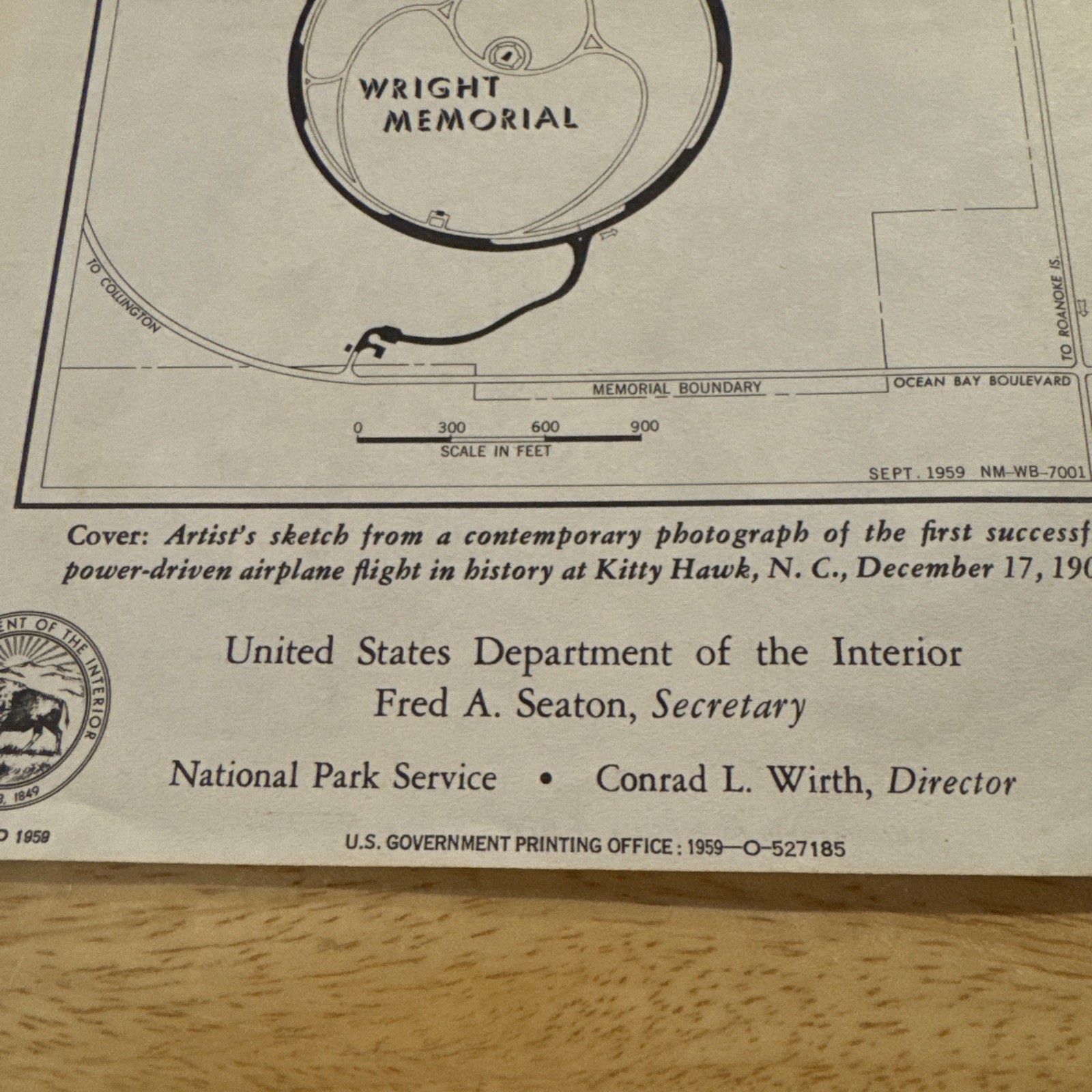 1959 Wright Brothers National Memorial Brochure Pamphlet North Carolina OBX