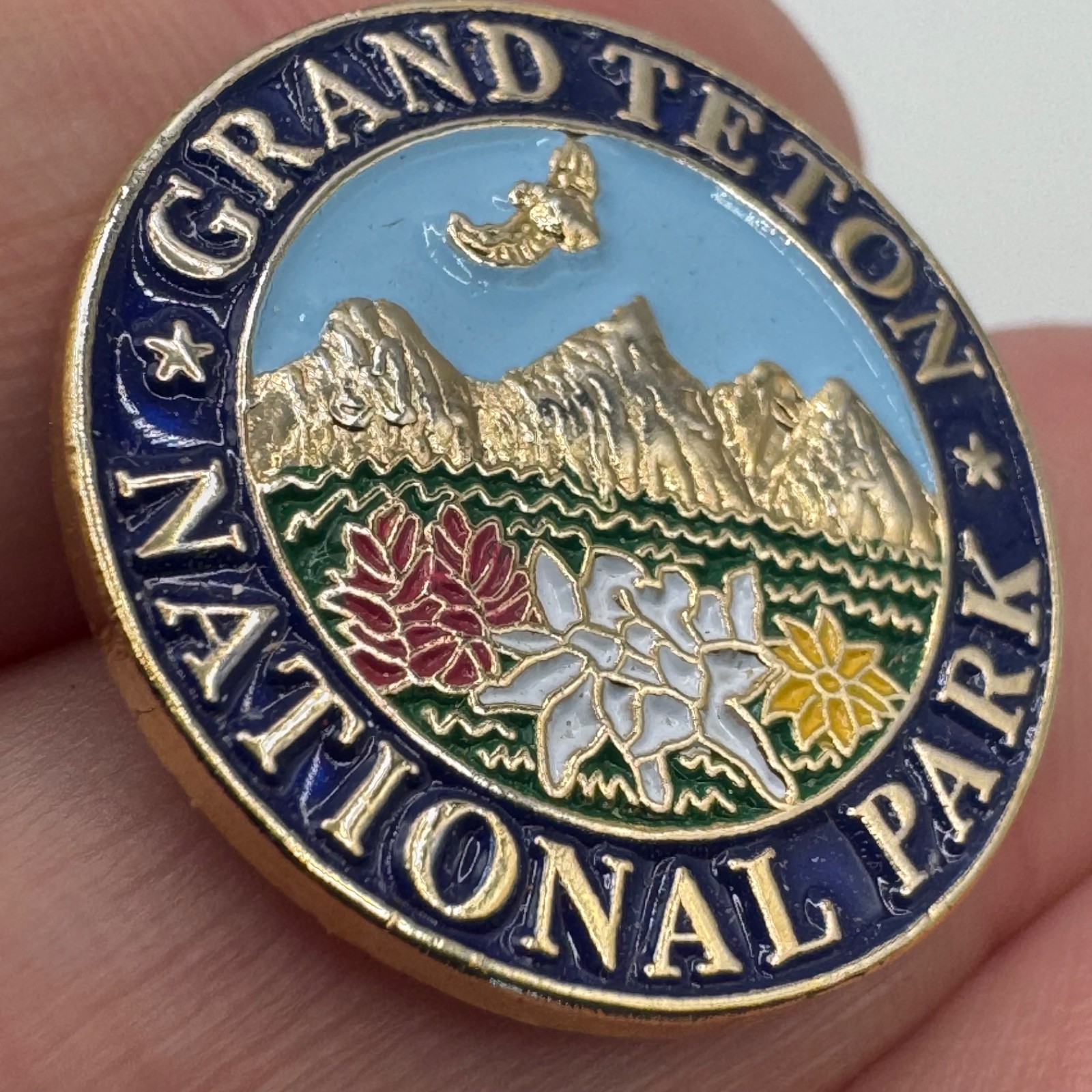 Vintage Grand Teton National Park Wyoming Enamel Lapel Pin
