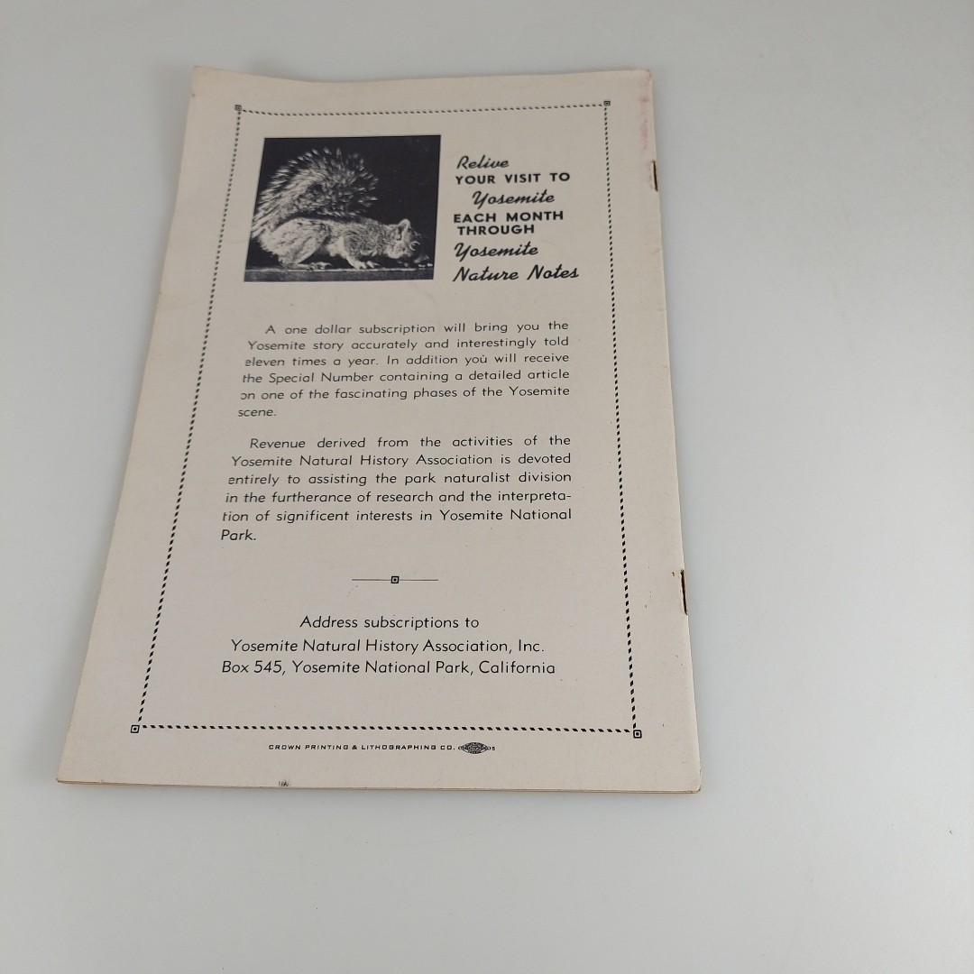 Self-Guiding Auto Tour of Yosemite Valley 1942 Yosemite Nature Notes Illustrated
