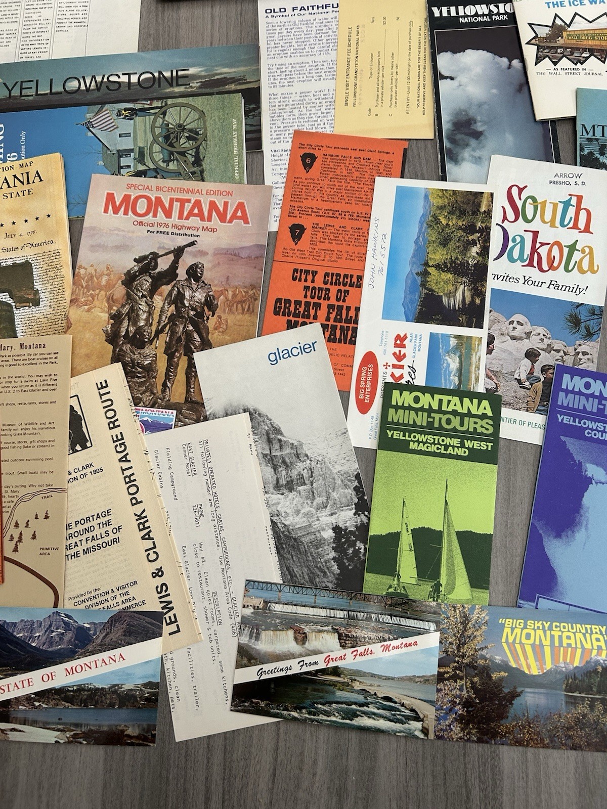 Vintage US National Parks Yellowstone Grand Teton Glacier WY MT Etc Ephemera Lot