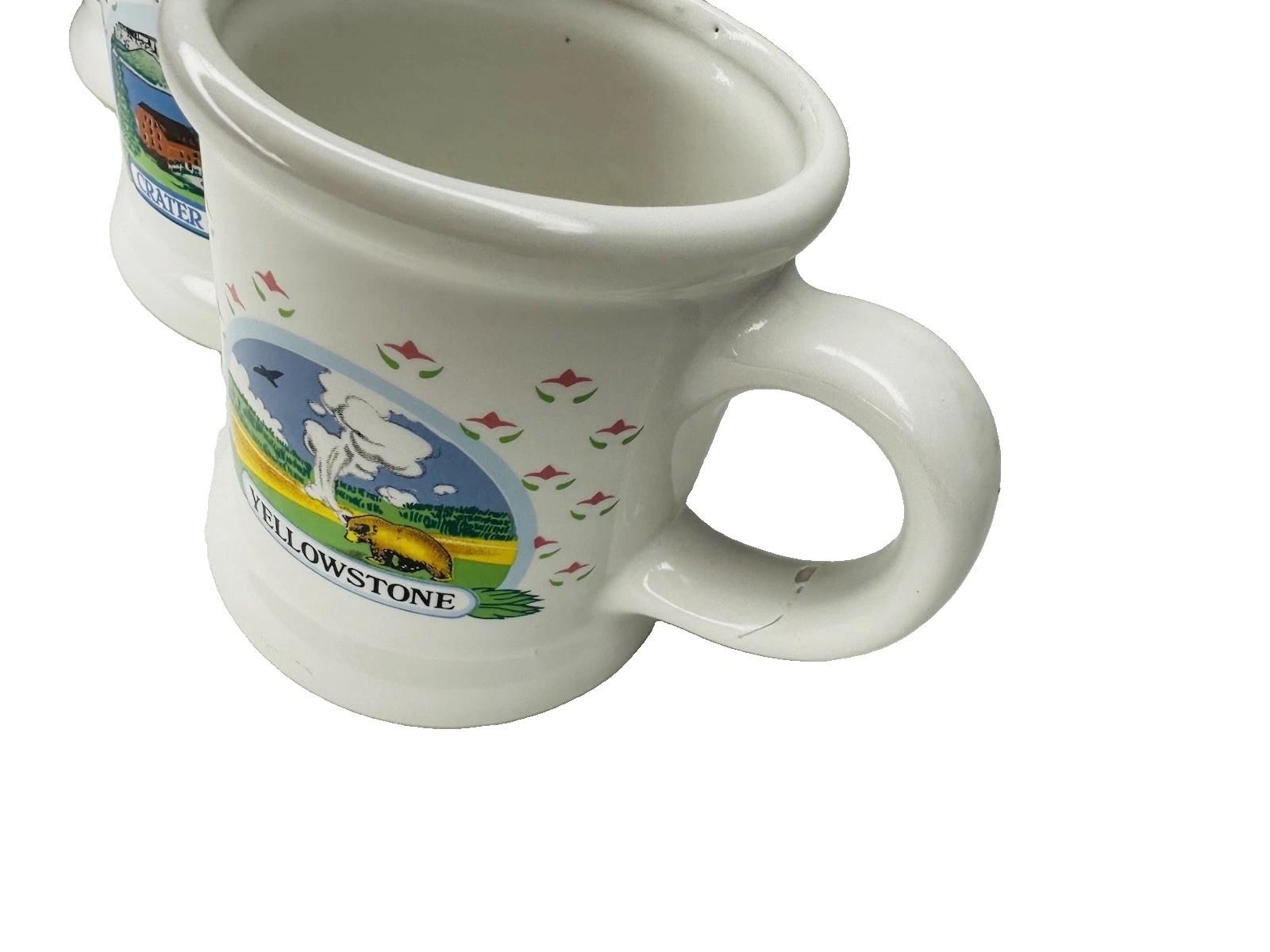 Vintage Set of 3 National Park Souvenir Coffee Mugs Yellowstone Yosemite Ceramic