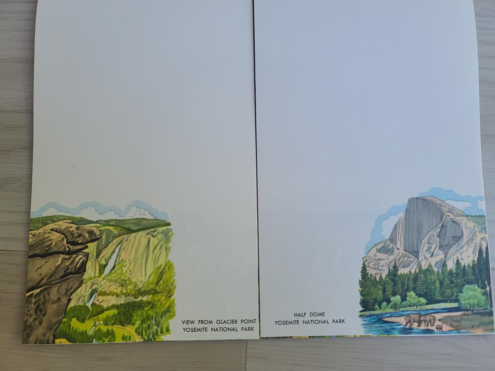 VTG 60s 70s Colorful STATIONARY Note Pad SOUVENIR YOSEMITE National Park Letter